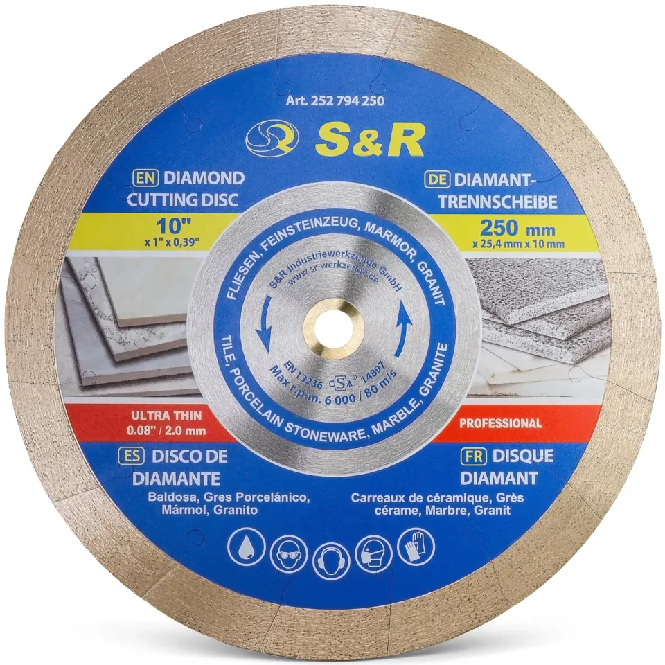 S&R Disco Diamantato 250 mm Sottile per Gres e Ceramica