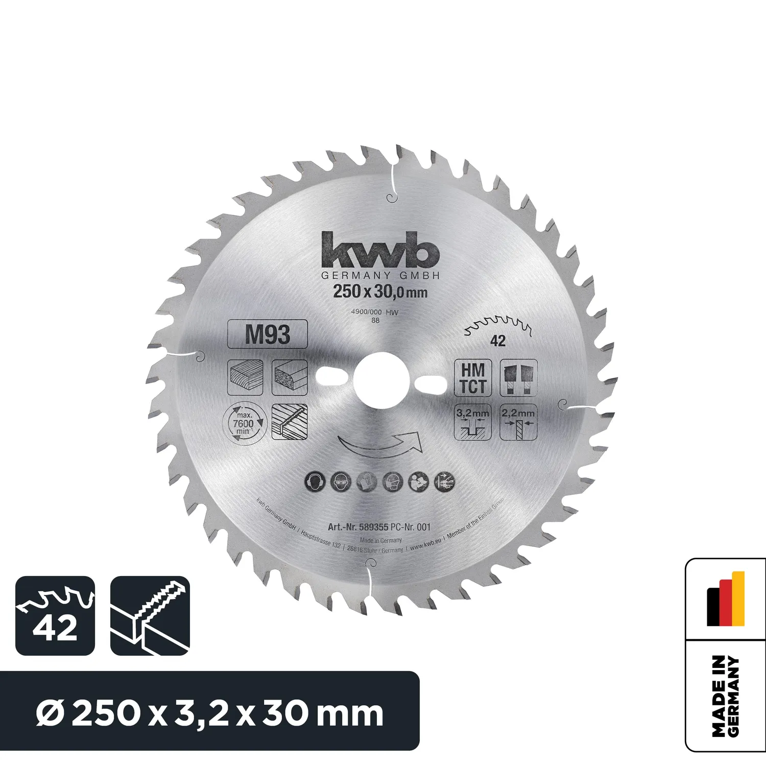 KWB 589355 lama circolare 250x30 mm 42 denti
