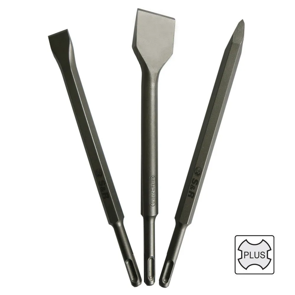 S&R set 3 scalpelli SDS-Plus curvo 250 mm piastrelle