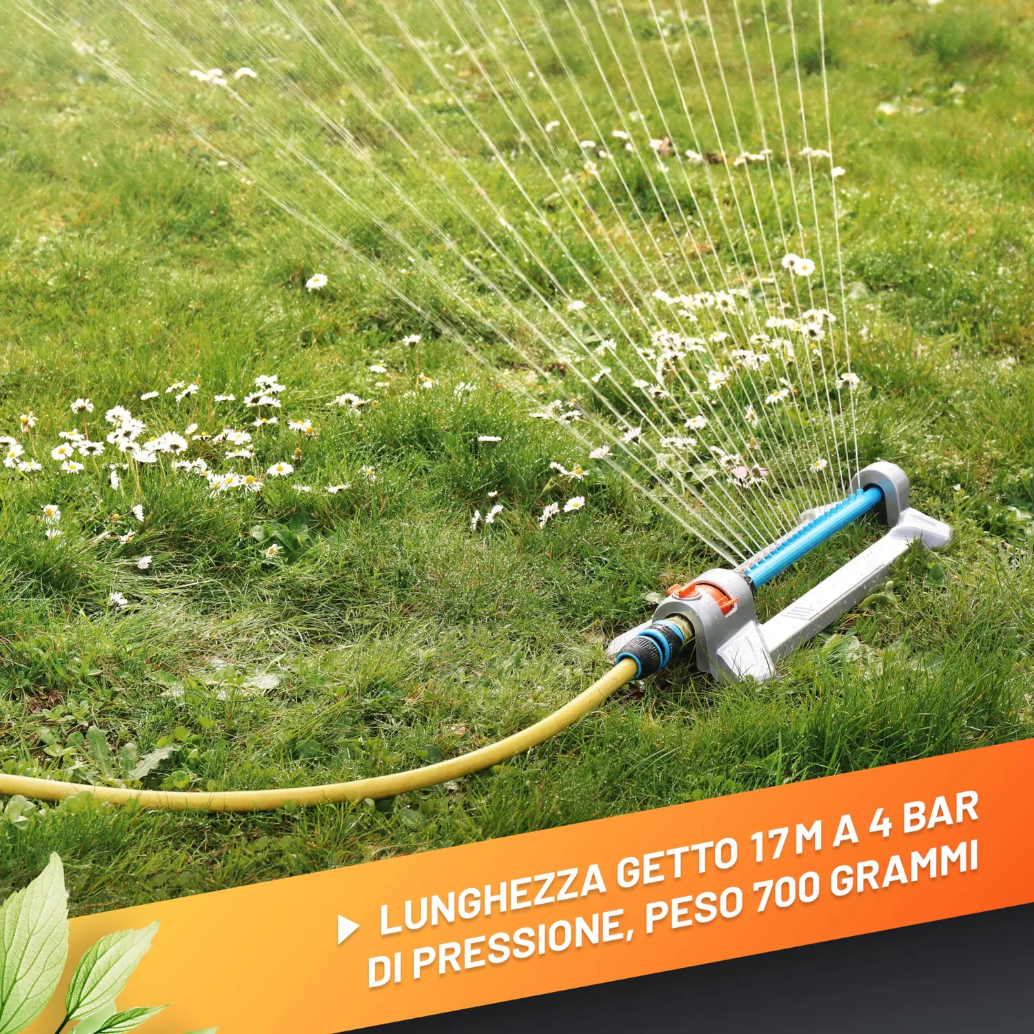 Grüntek irrigatore oscillante giardino metallo grigio 352 mq