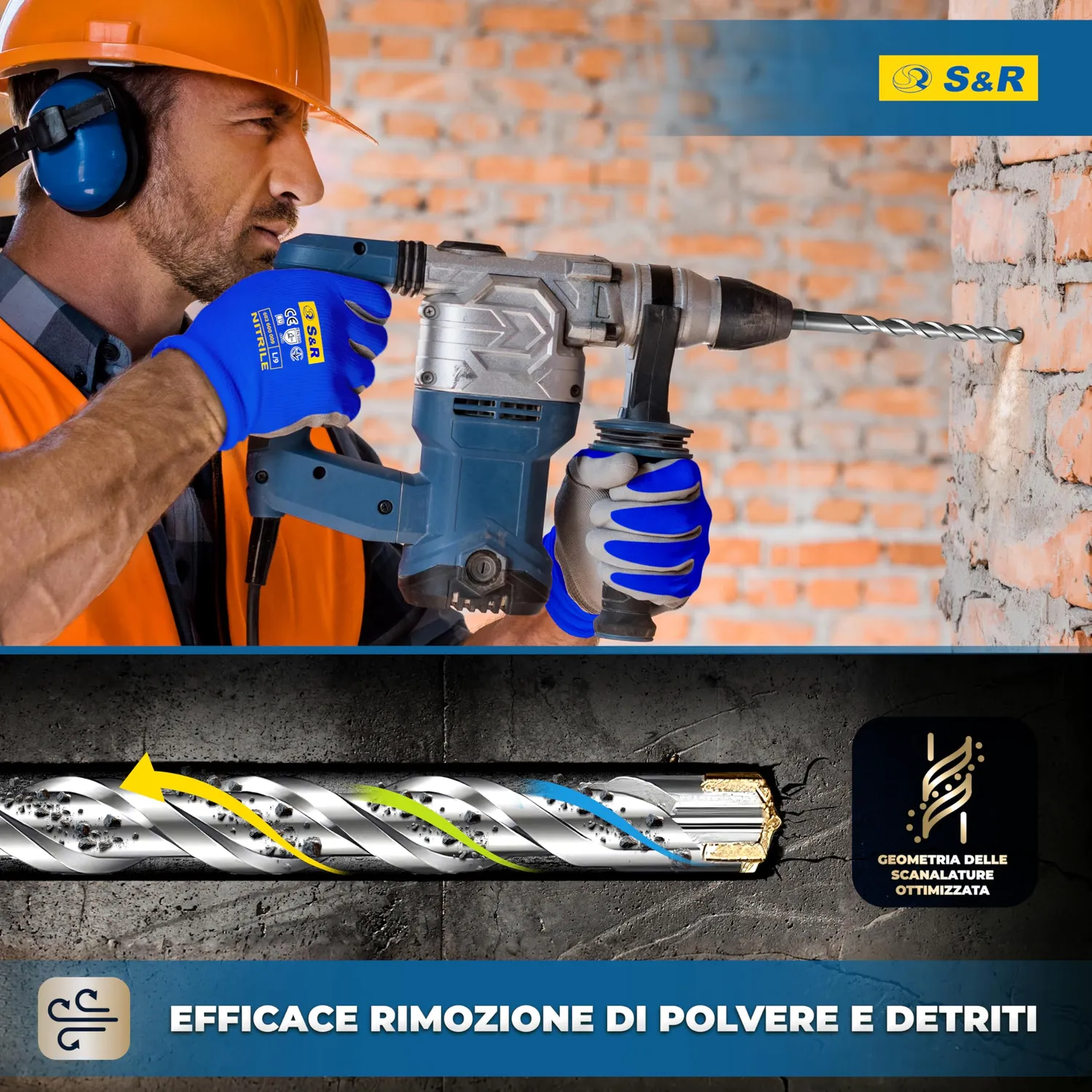S&R Set 7 Punte SDS-Plus 4 Taglienti 5-12x160mm