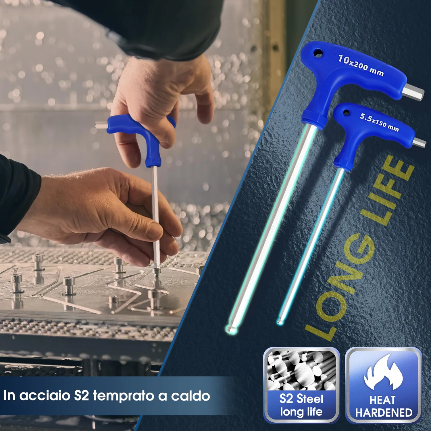 S&R Set 10 Chiavi Brugola a T 2-10 mm Acciaio S2