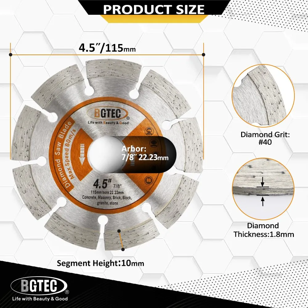 BGTEC lame diamantate 115 mm 2 pezzi generico secco/umido