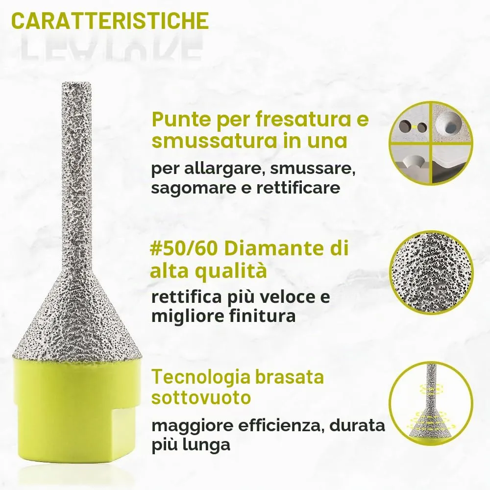 Sanleettek fresa diamantata 6-25 mm M14 per ceramica