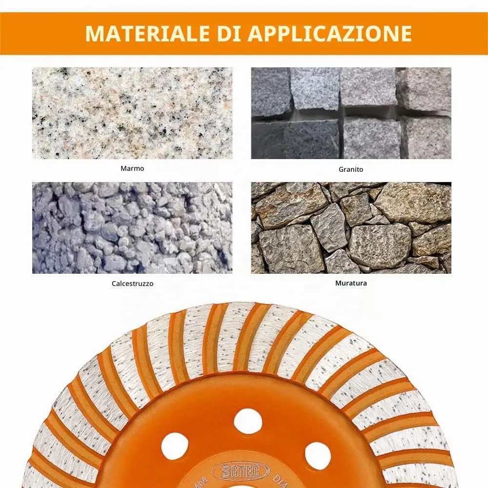BGTEC Turbo mola a tazza diamantata 115 mm per calcestruzzo