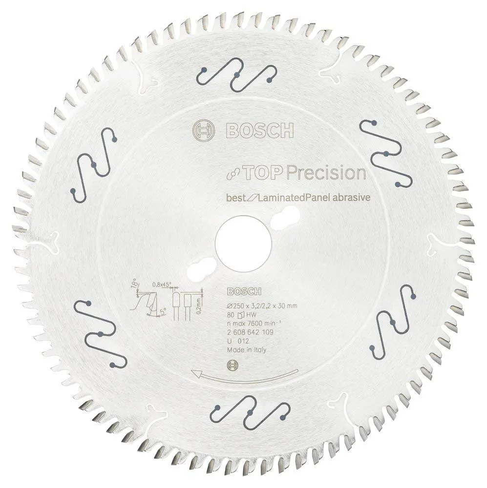 Bosch Expert Top Precision lama circolare 250x30 80T laminato