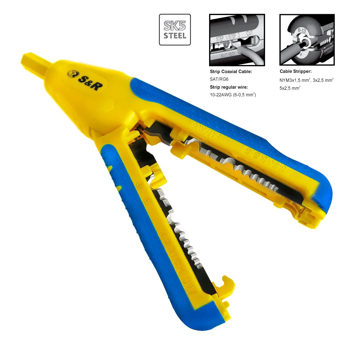 S&R Spelacavi Manuale Pinza spelafili coassiale