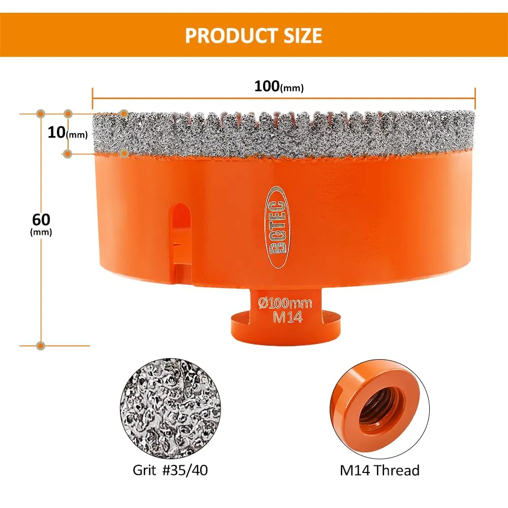 BGTEC 100mm sega a tazza diamantata M14 per pietra