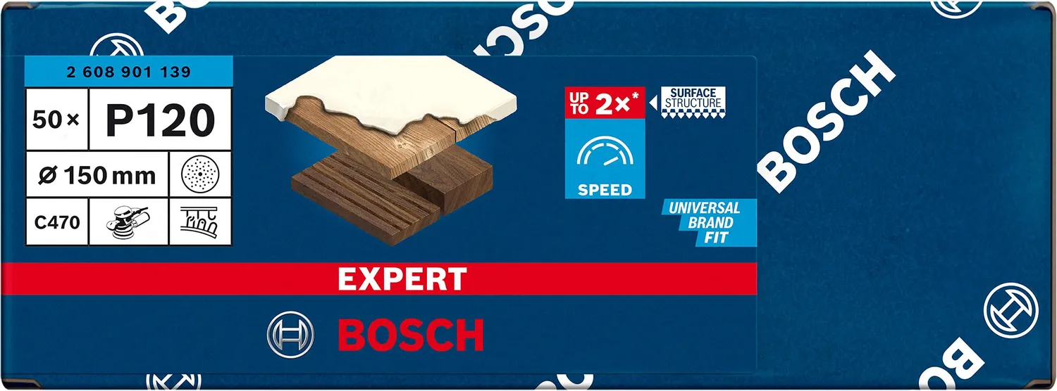 Bosch Expert C470 Carta Abrasiva 150 mm Grana 120 50 Pezzi