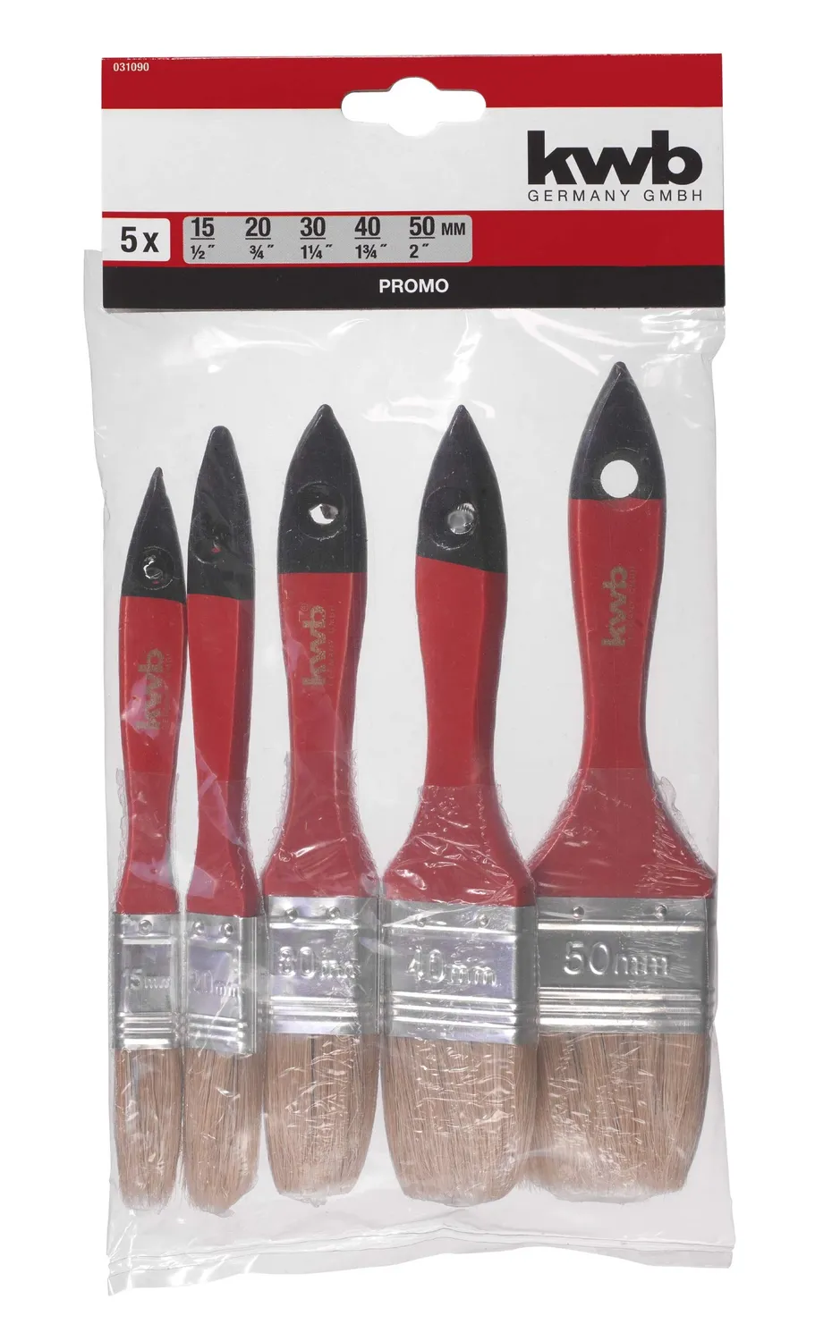 KWB set pennelli piatti smalto 15-50 mm 5 pz setole