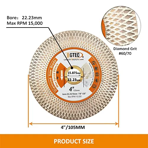 BGTEC Disco Diamantato 105 mm per Gres e Marmo