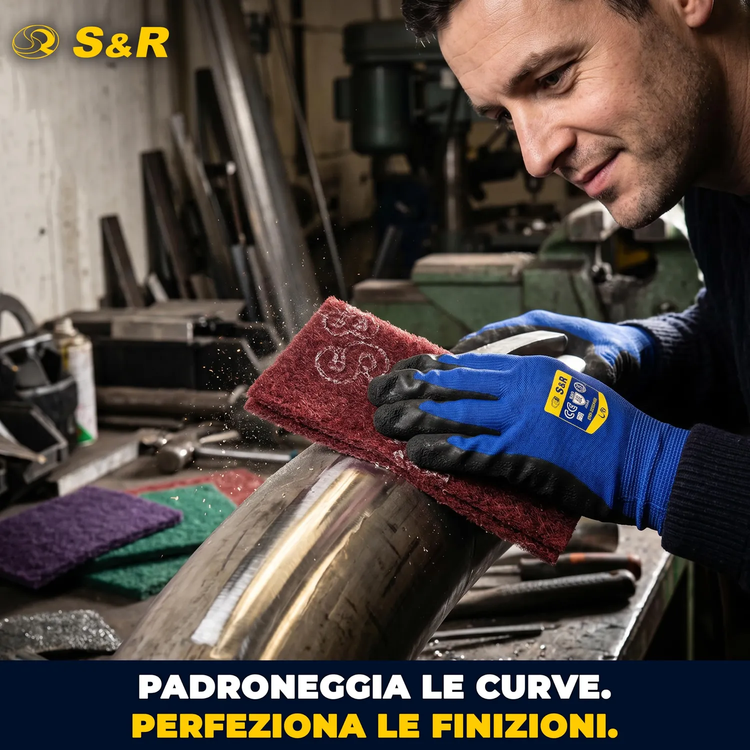 S&R Spugne Abrasive 12 pz Grana 180-800 per Metallo Legno