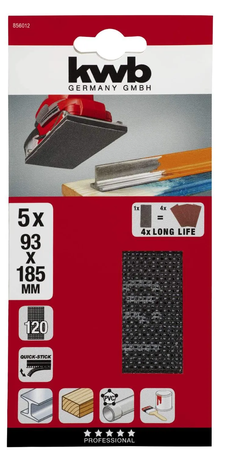 KWB carta abrasiva 93x185 mm K120 5 pezzi griglia