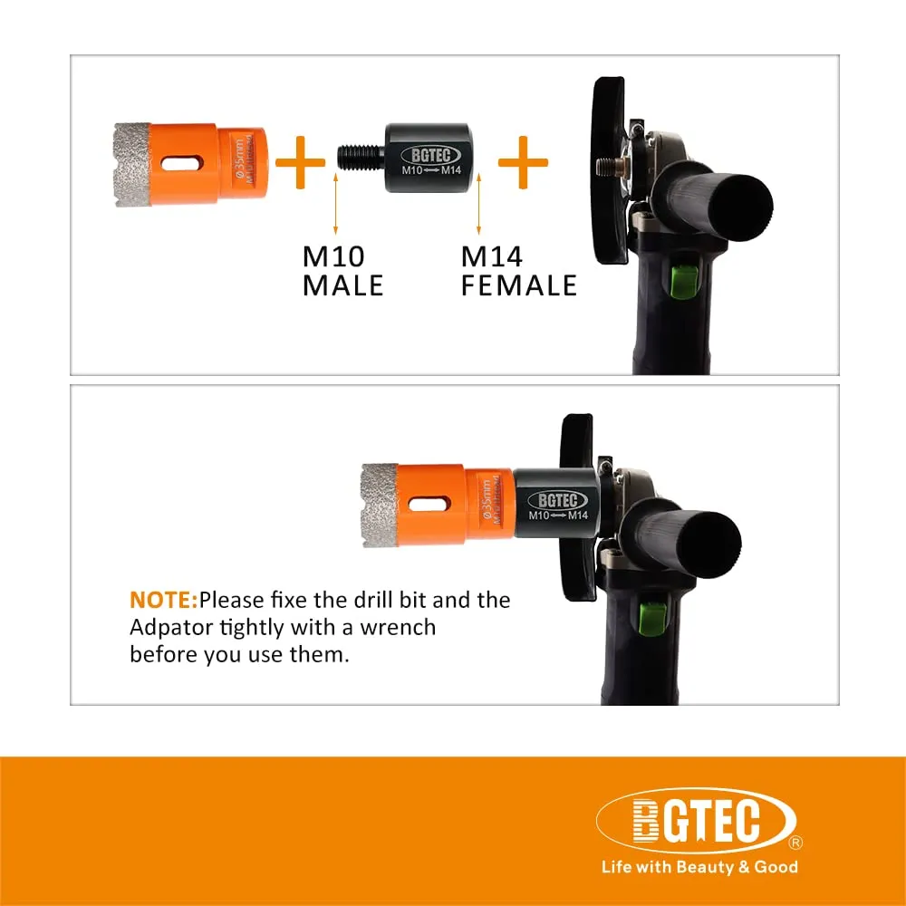 BGTEC Adattatore M10-M14 2 Pezzi per Frese Diamantate