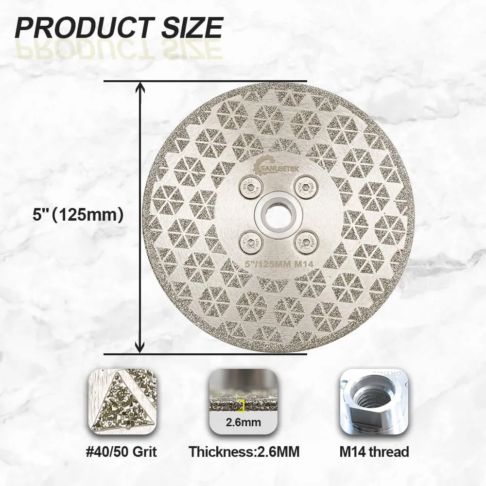 Sanleetek disco diamantato 125 mm M14 per granito gres