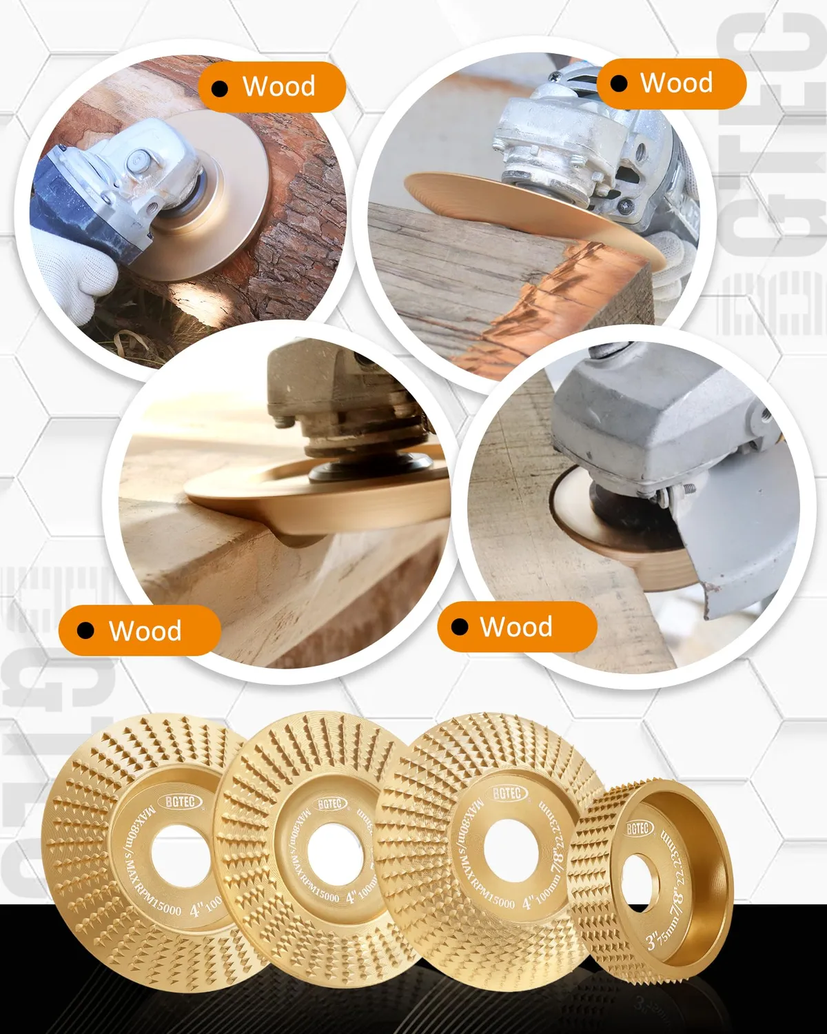 BGTEC dischi raspa legno 100+75 mm 5 pezzi