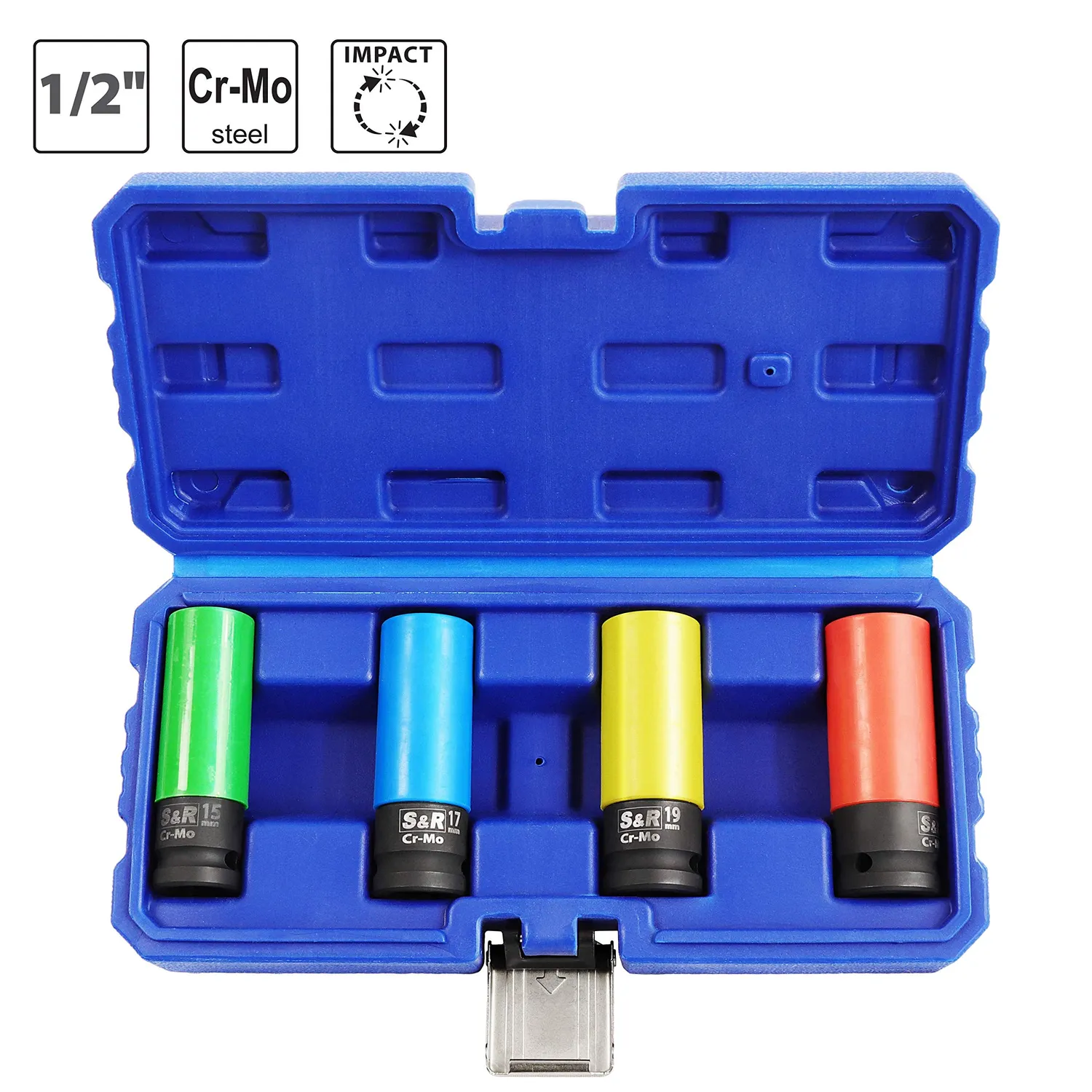 S&R Set 4 Bussole Cerchi Lega 1/2" 15-21mm Cr-Mo
