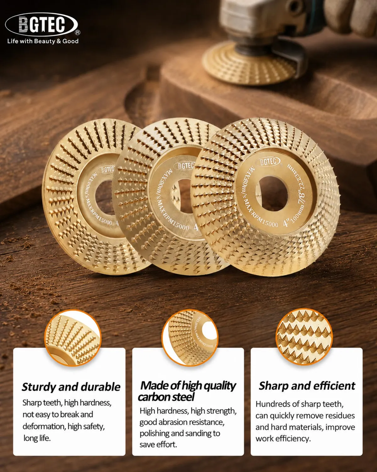 BGTEC dischi raspa legno 100+75 mm 5 pezzi