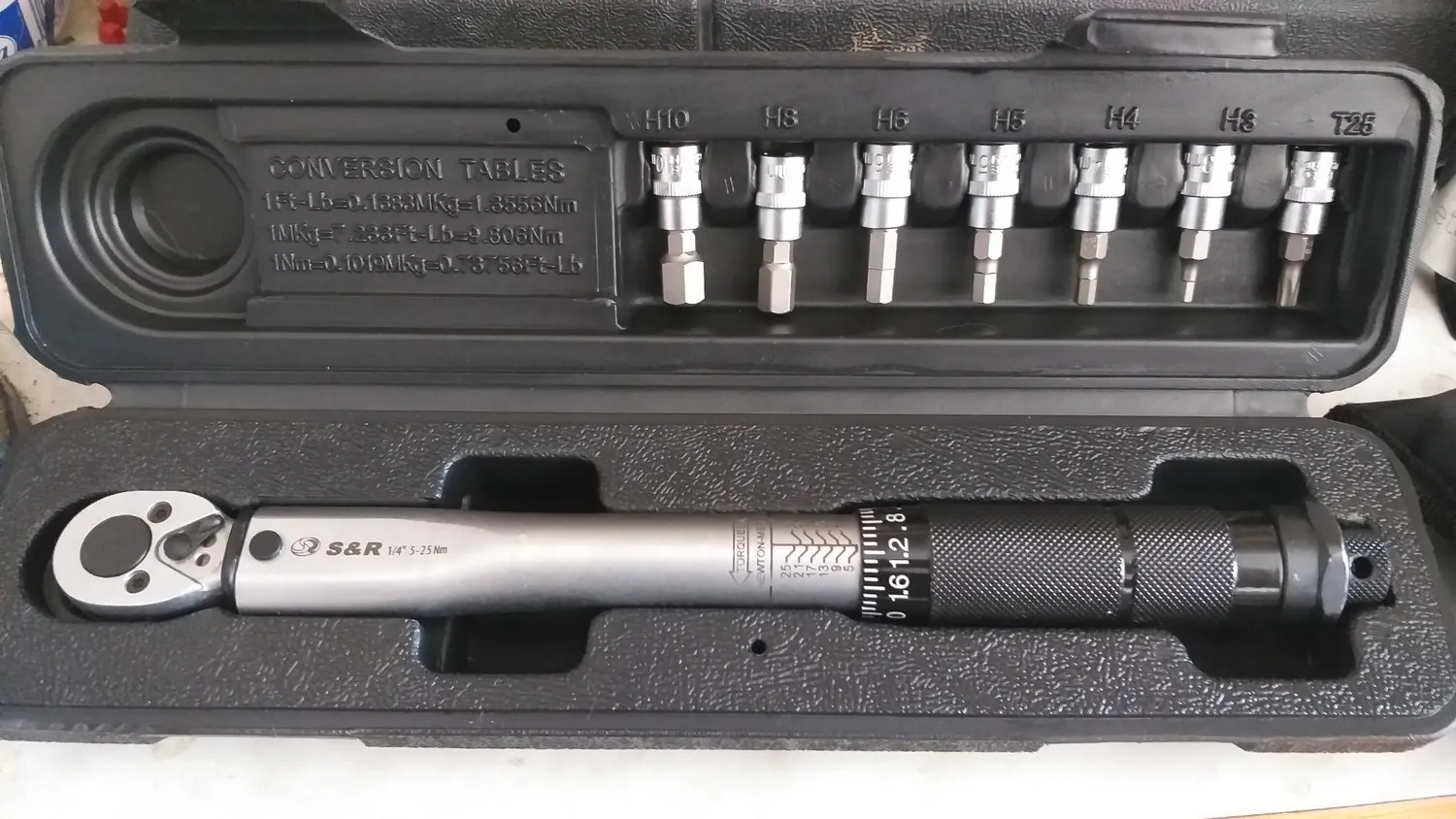 S&R Chiave dinamometrica 1/4 5-25Nm bici 7 inserti