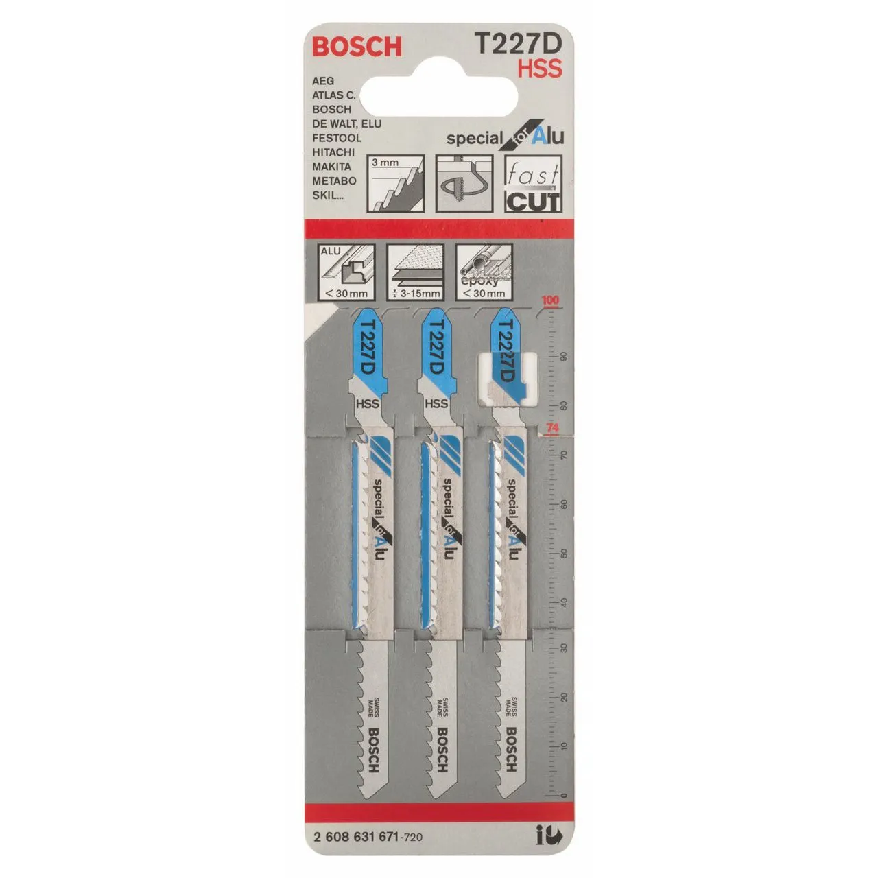 Bosch Expert T 227 D lame seghetto alternativo alluminio 3 pz