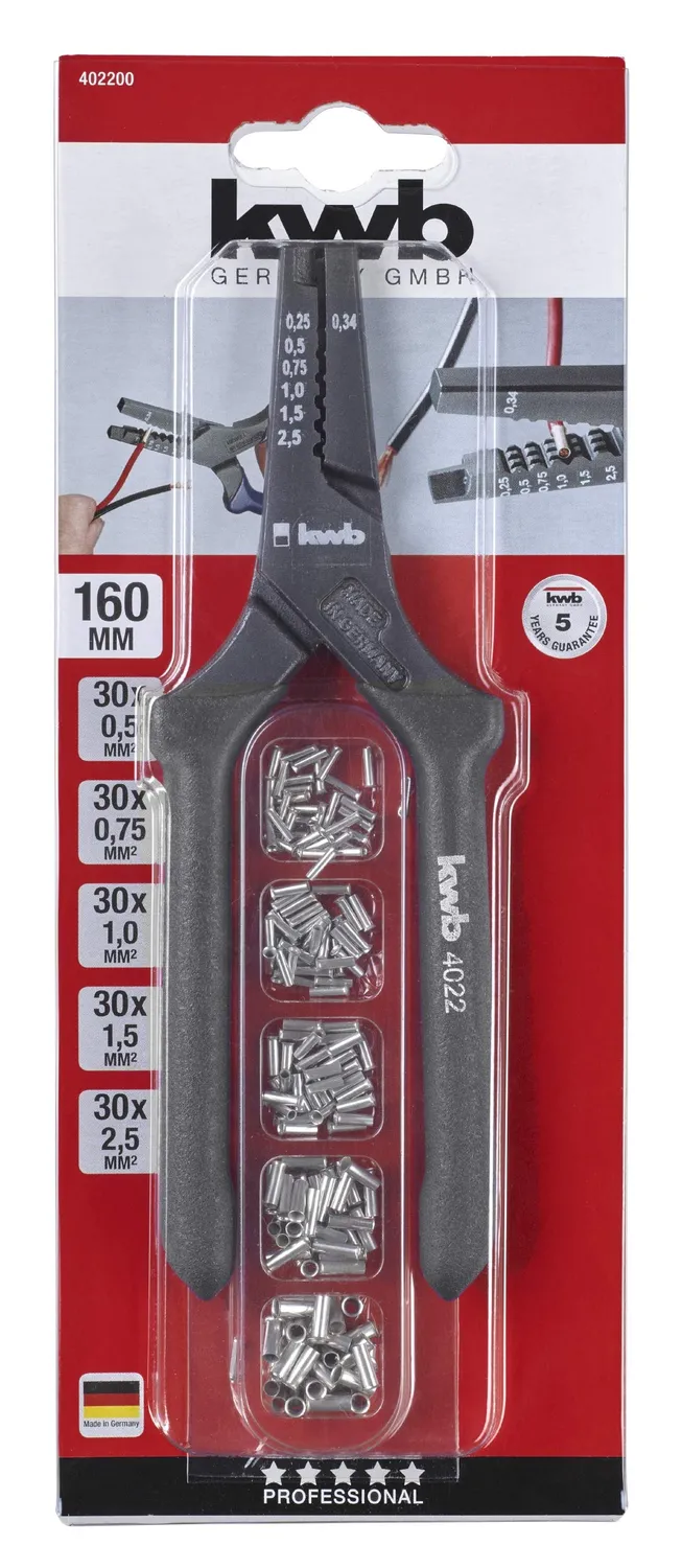 KWB 4022-00 pinza crimpatrice 140 mm con 30 puntalini