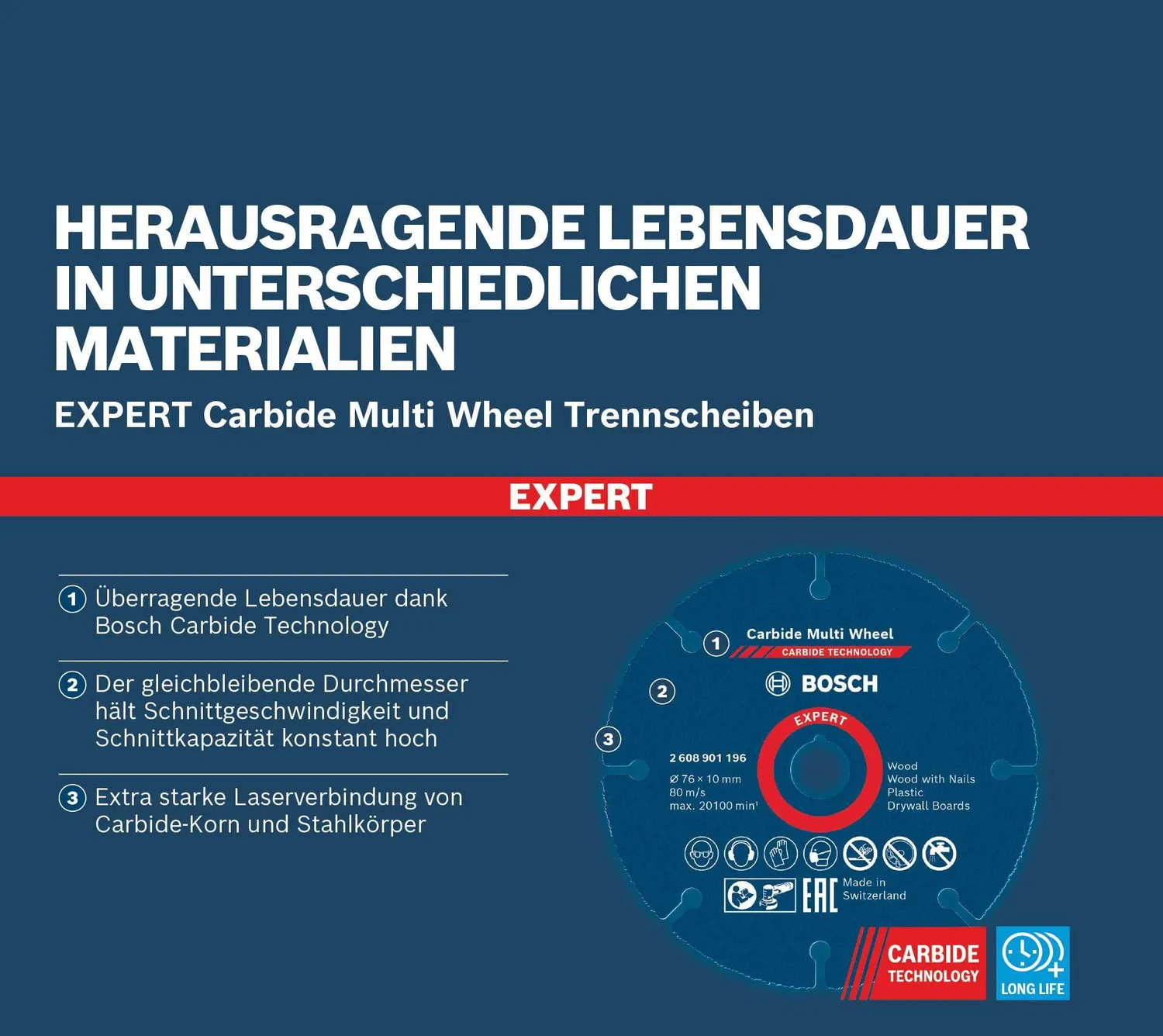Bosch Expert Carbide Multi Wheel disco 76x1mm M10 multimat