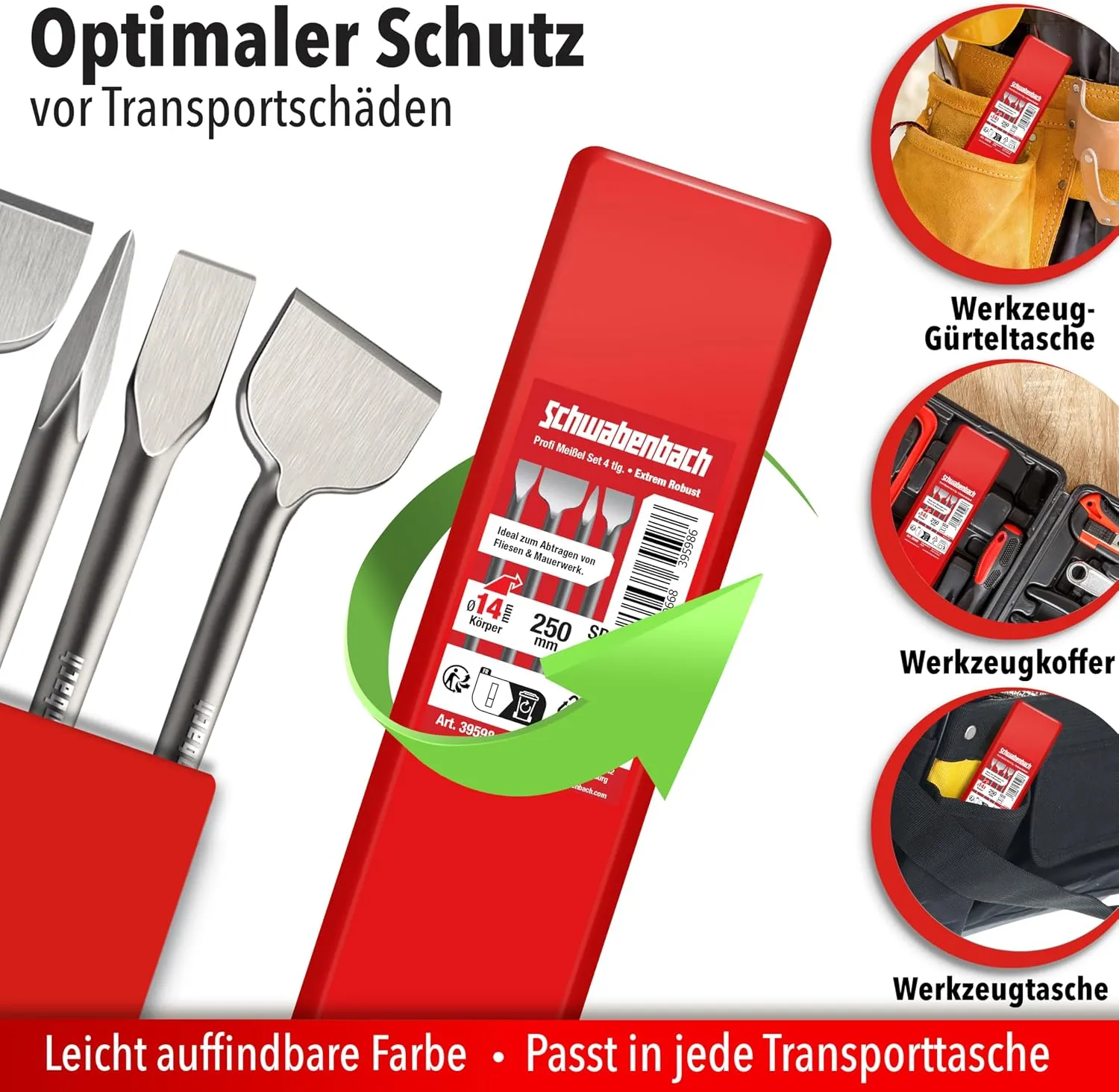 Schwabenbach scalpelli SDS Plus 250 mm set 4 pezzi
