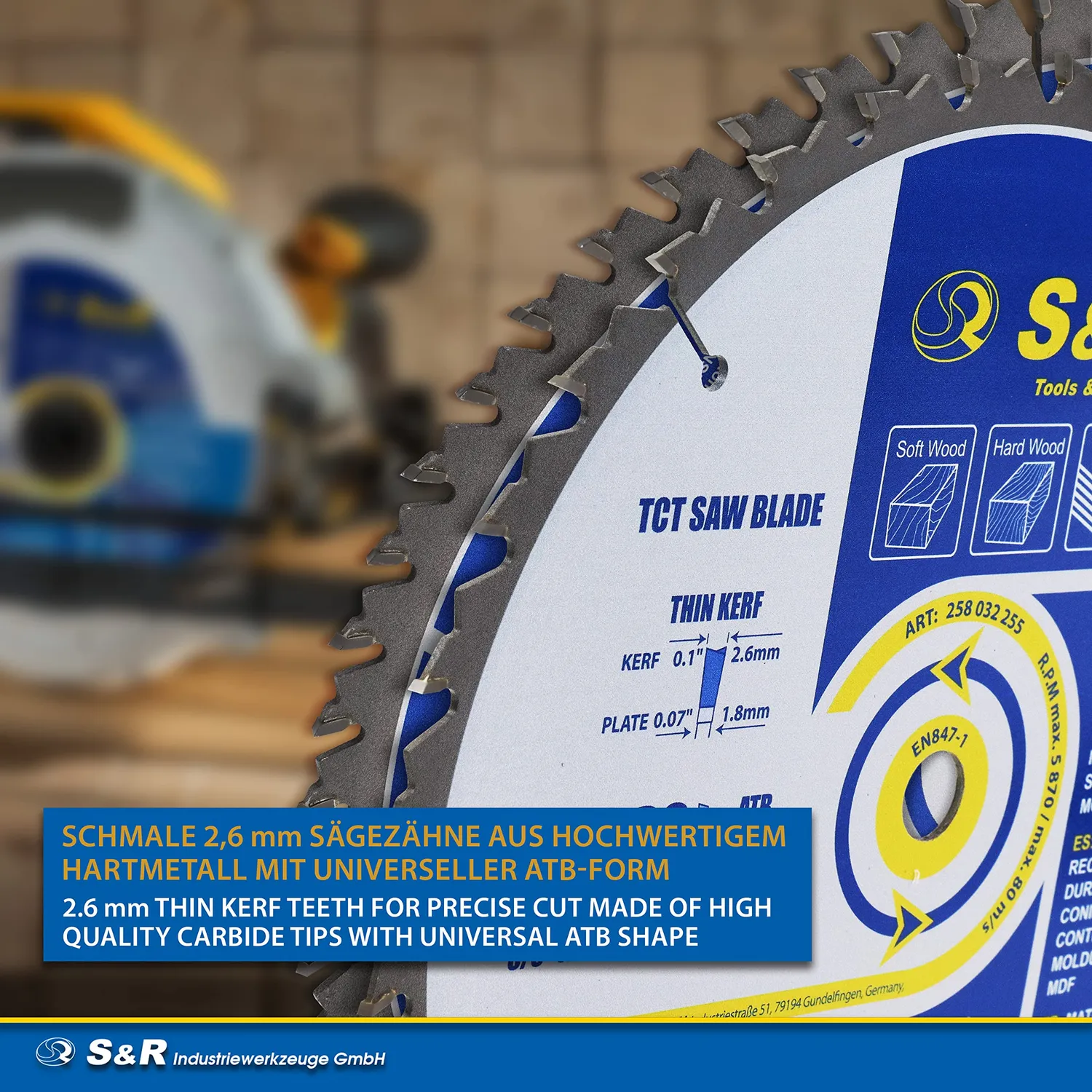 S&R Lama Sega Circolare 255 mm Set 2 Pezzi 32+60 Denti Legno