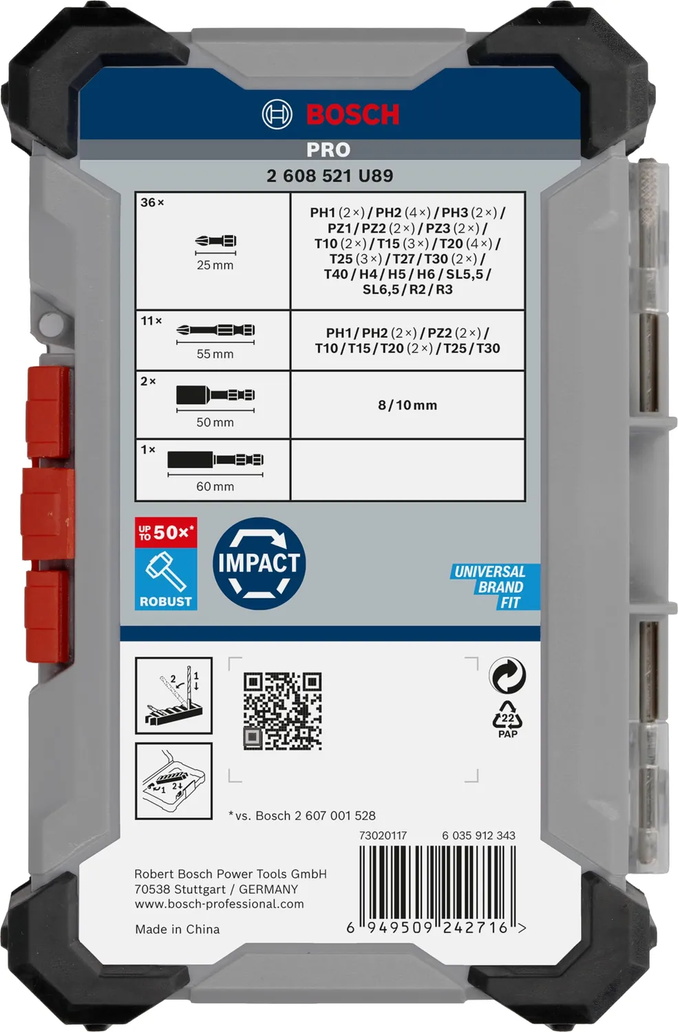 Bosch Expert PRO Impact set bit 50 pezzi 1/4" antiurto