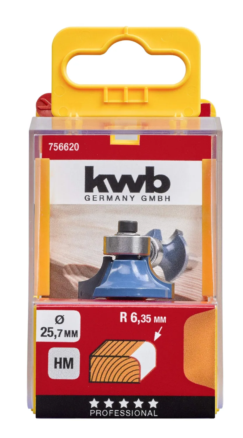 KWB 7566-20 fresa a quarto di tondo legno R6,35 mm