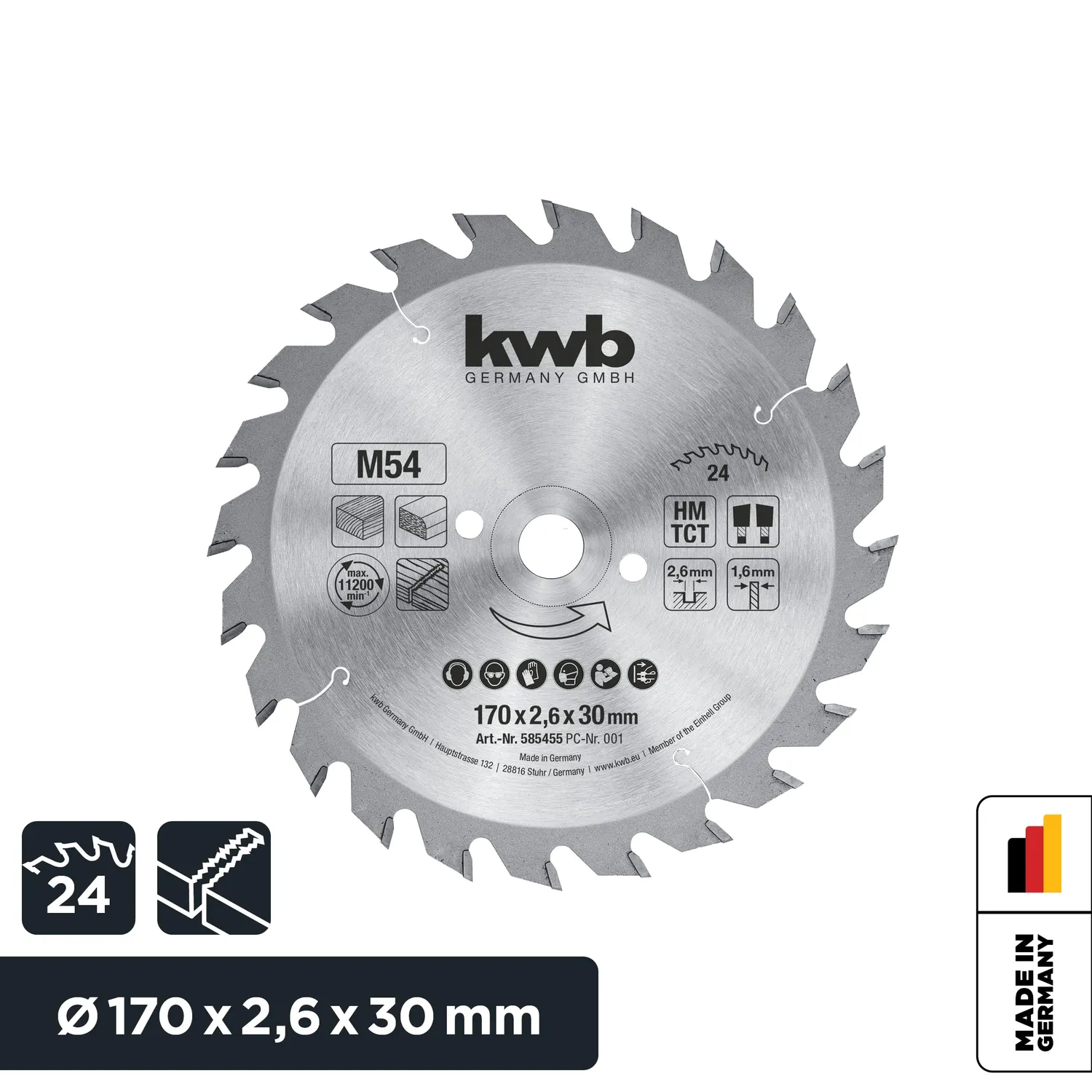 KWB 585455 lama circolare 170x30 mm 24 denti
