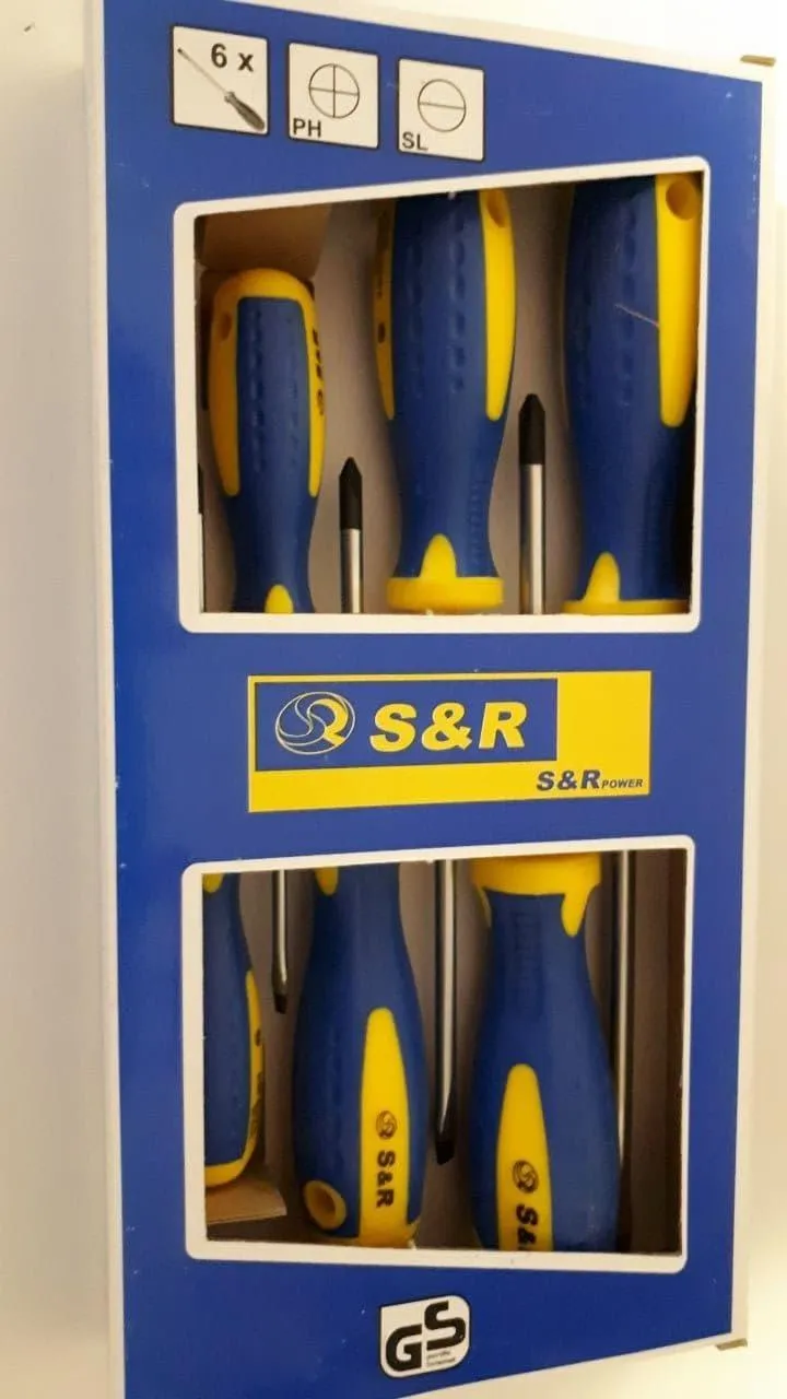 S&R set cacciaviti magnetici professionali 6 pezzi taglio croce