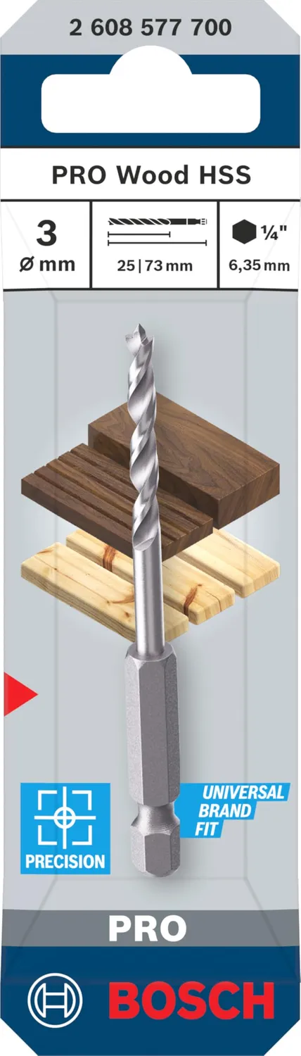 Bosch PRO Wood punta elicoidale legno HSS 3x74 mm