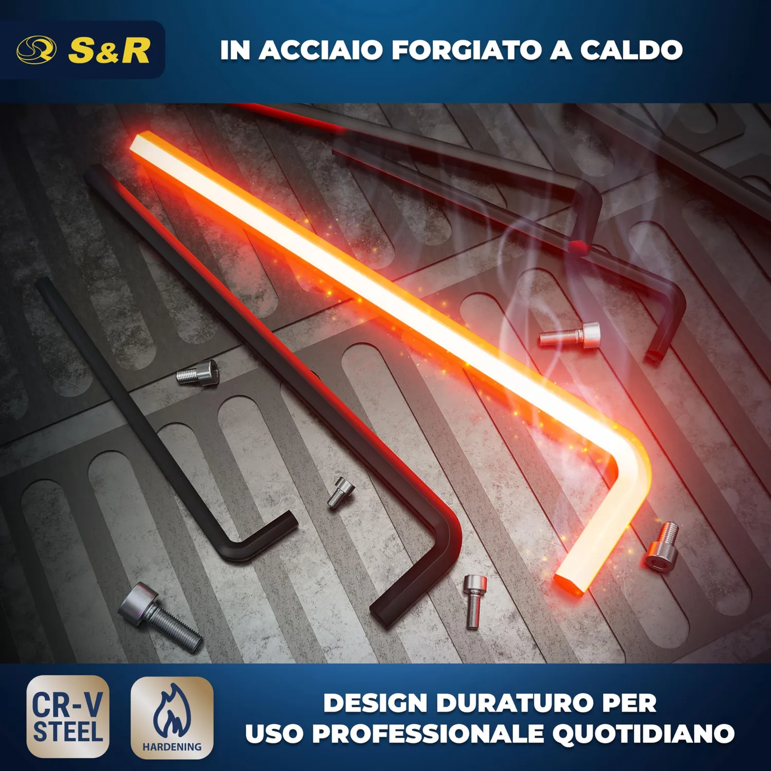 S&R set chiavi a brugola esagonali 30 pz metriche e pollici