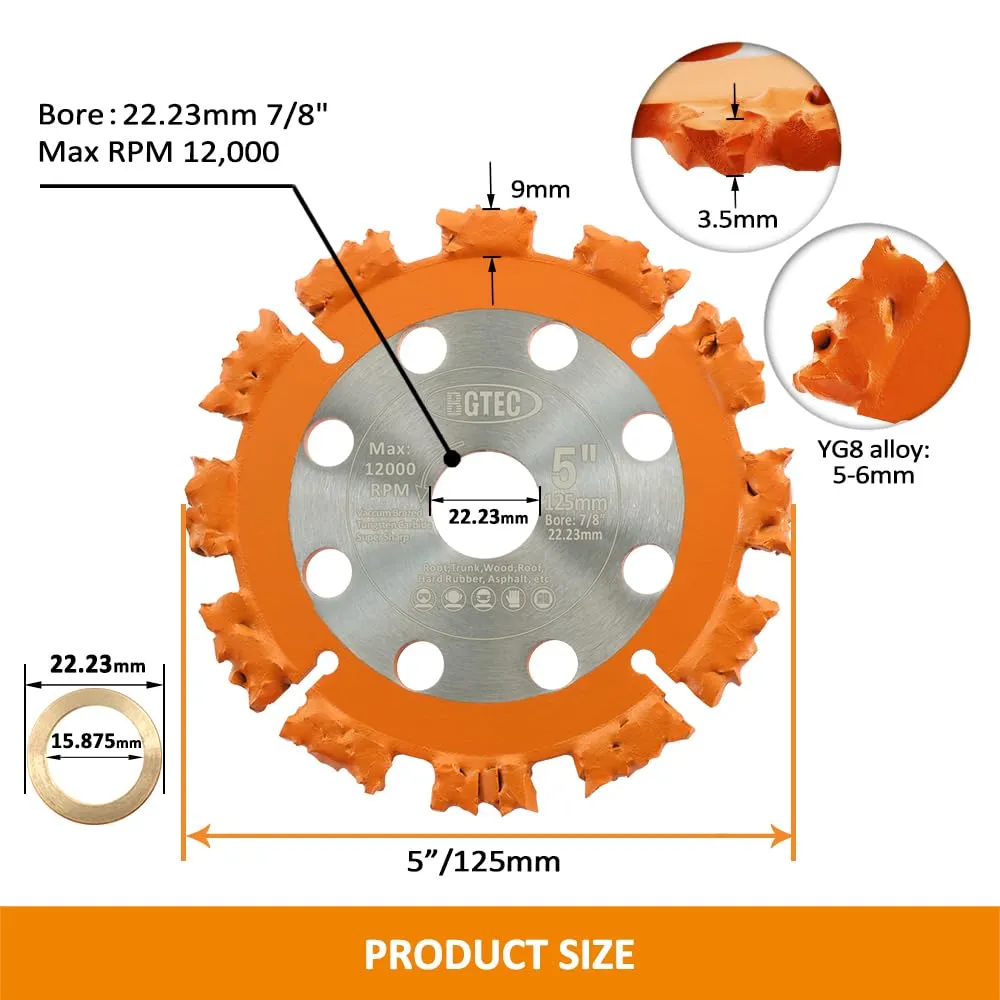 BGTEC disco taglio legno 125 mm carburo 22,2 mm 1 pezzo