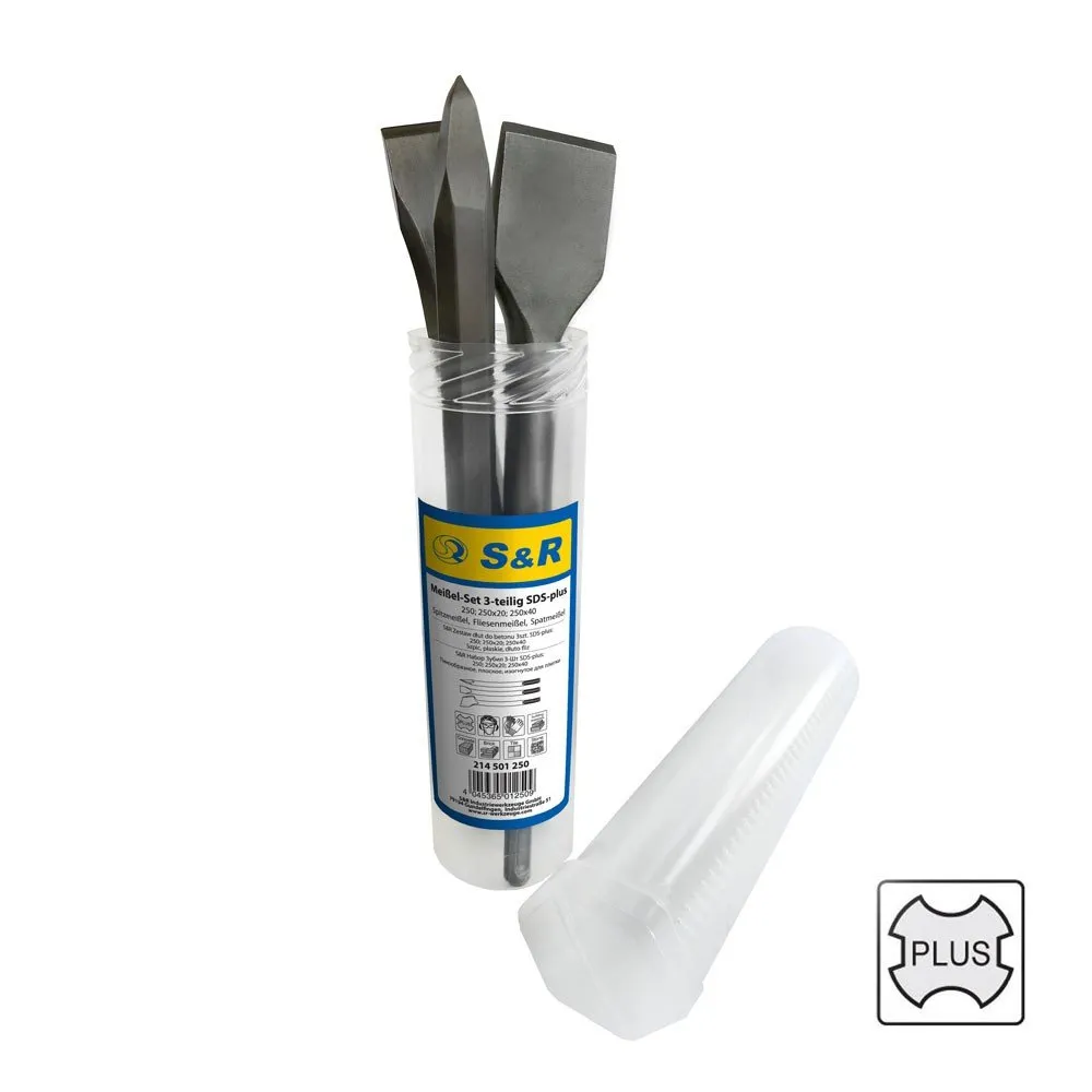 S&R set 3 scalpelli SDS-Plus curvo 250 mm piastrelle
