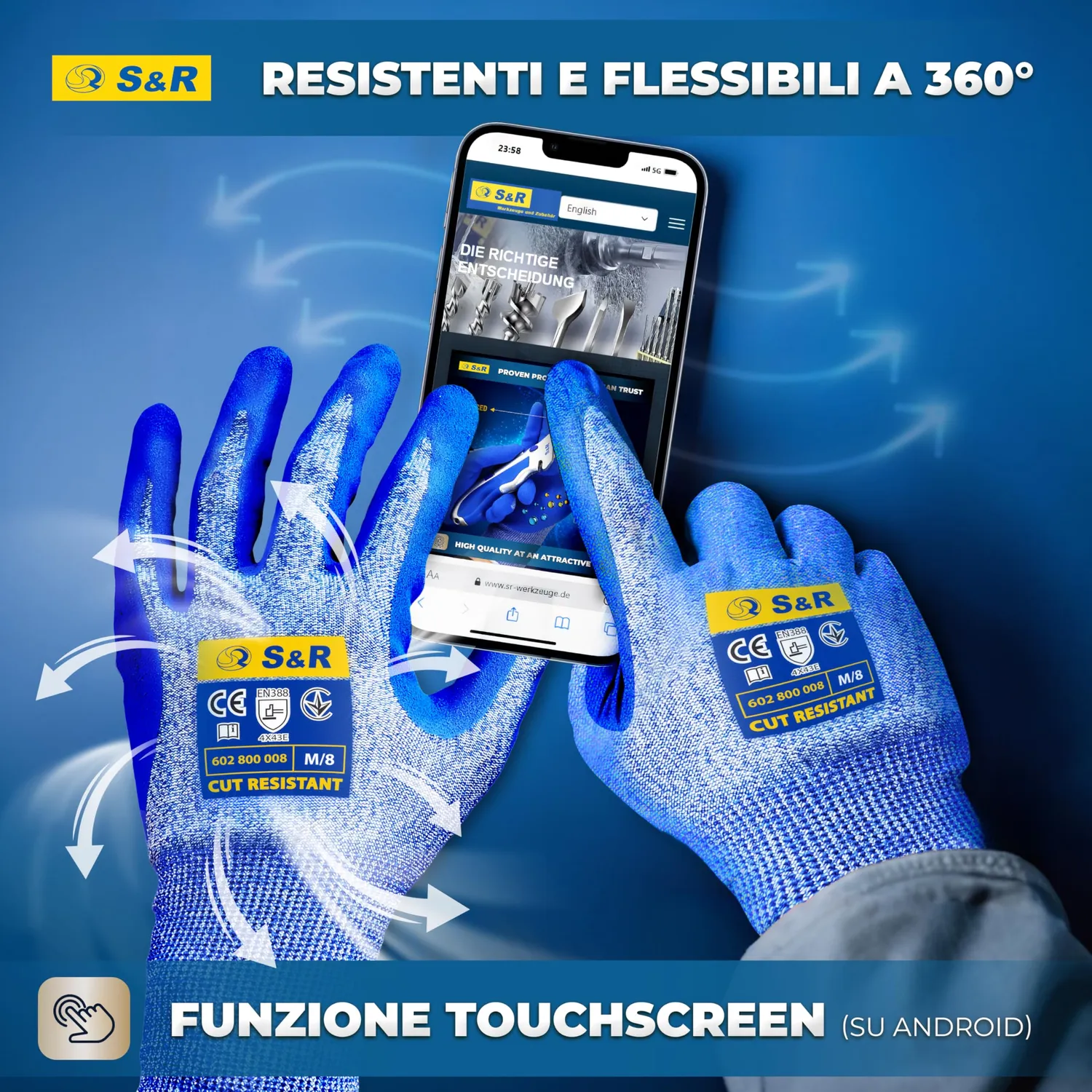 S&R guanti antitaglio taglia 9 tungsteno e nitrile 1 paio