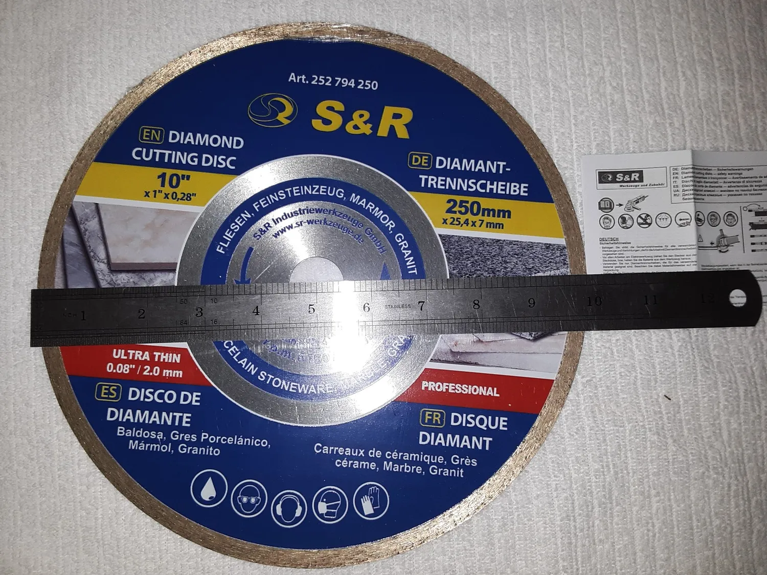 S&R Disco Diamantato 250 mm Sottile per Gres e Ceramica