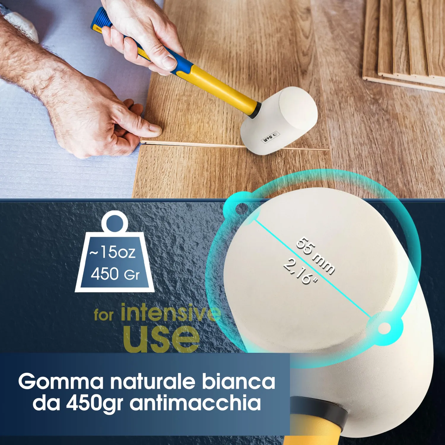 S&R Martello Gomma Bianca 55 mm 450 g Antimacchia