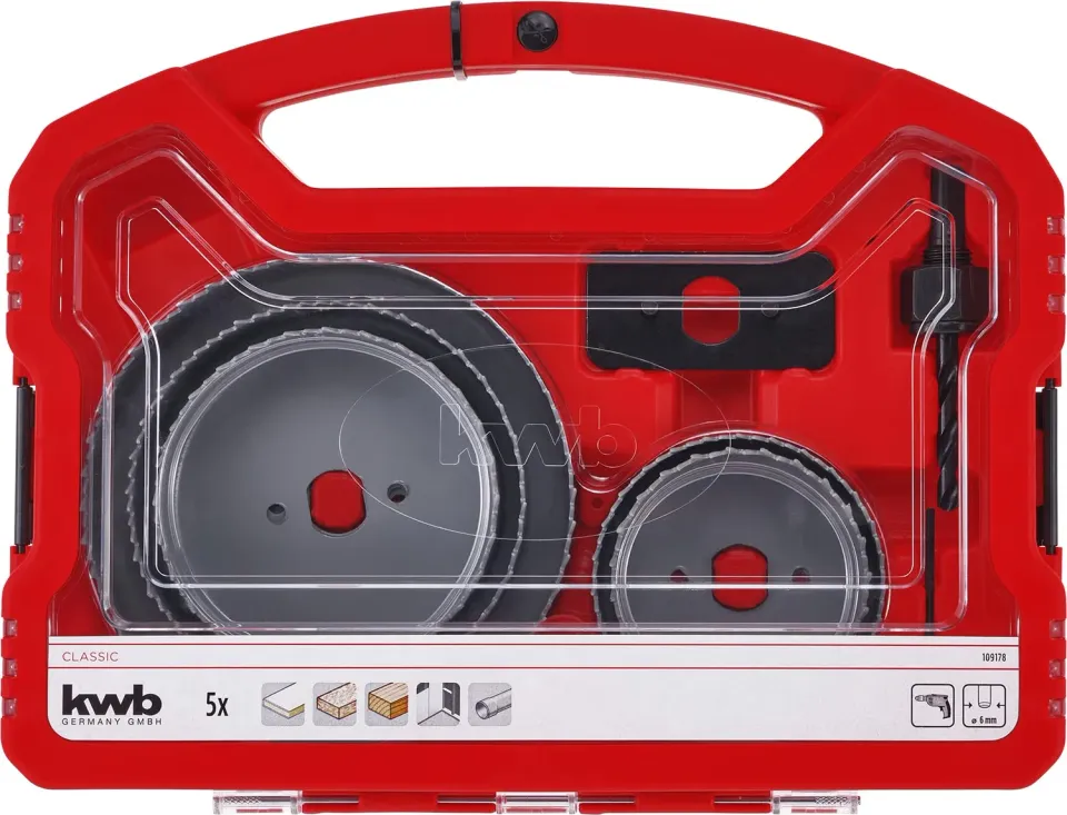 KWB Power Box 109178 set 8 pezzi seghe a tazza 67-127 mm