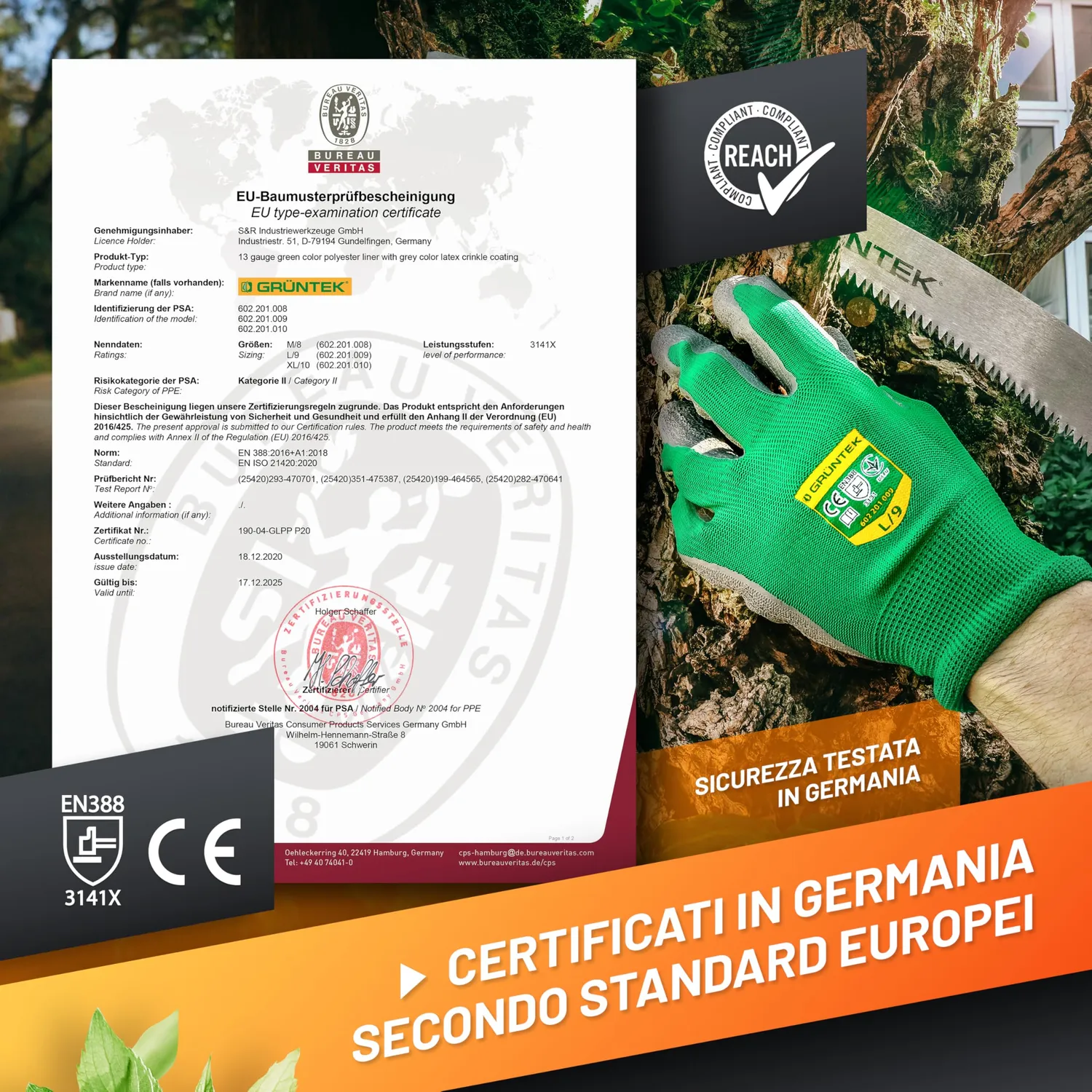 GRÜNTEK Guanti Giardinaggio Lattice 5 Paia M8