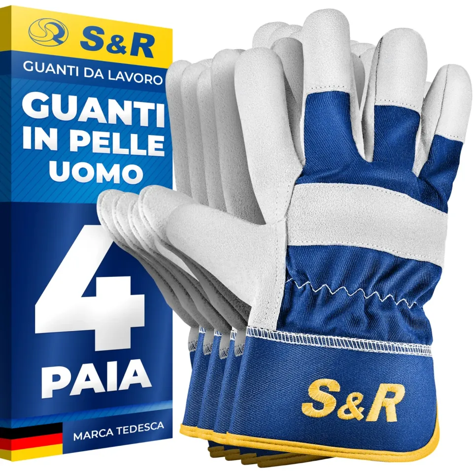 S&R guanti lavoro pelle XL 10 4 paia cuoio
