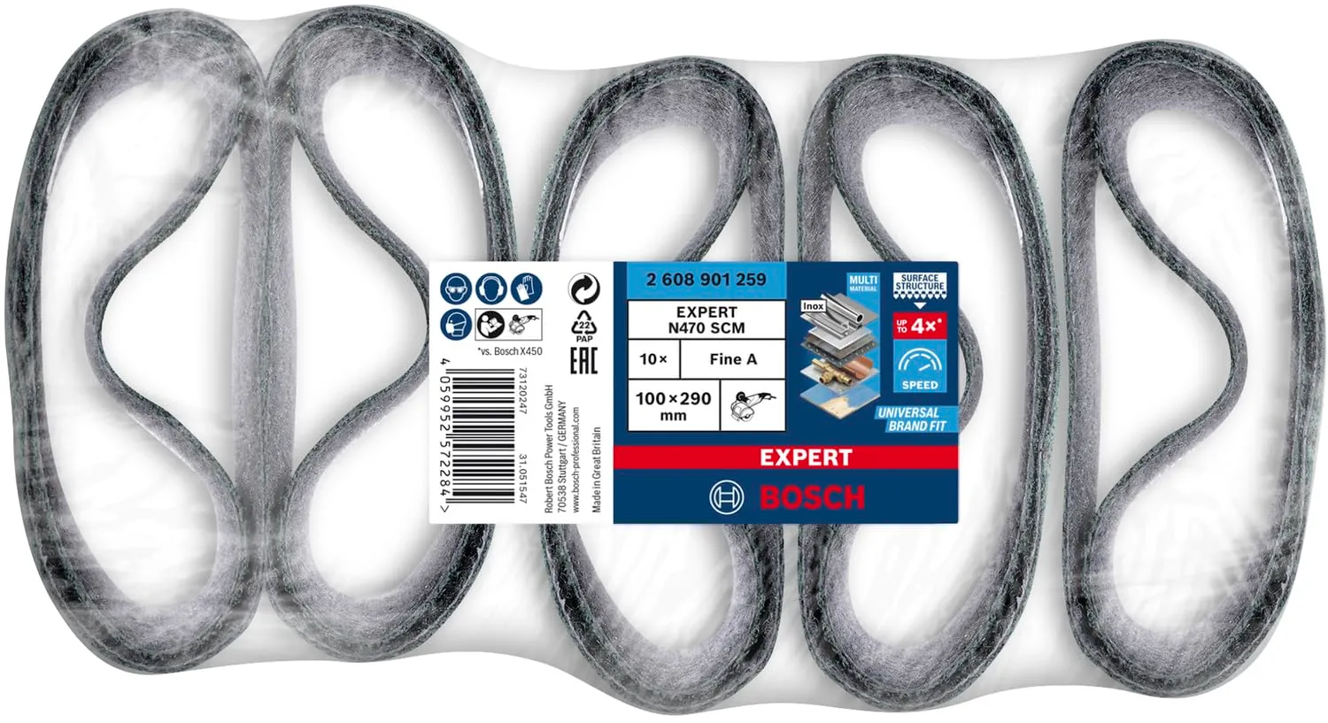 Bosch Expert N470 bussola abrasiva 100x290 mm Fine 10 pz