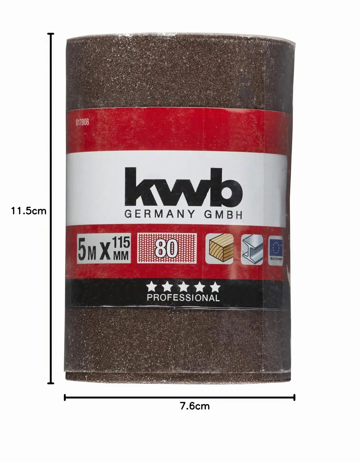 KWB rotolo carta vetrata 5m 115mm grana 80 corindone