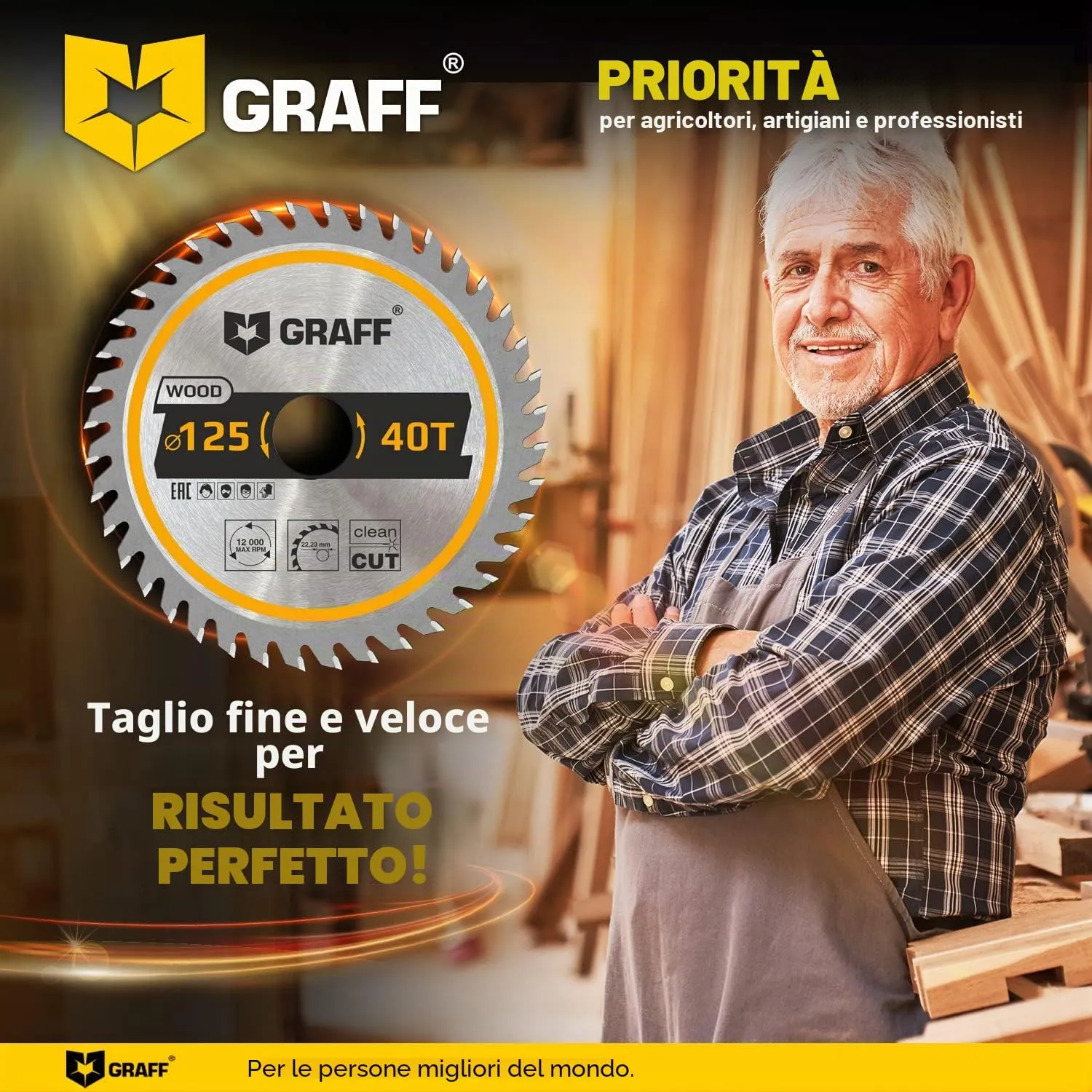 Graff lama circolare legno 125mm 40 denti foro 22,23mm smerigliatrice