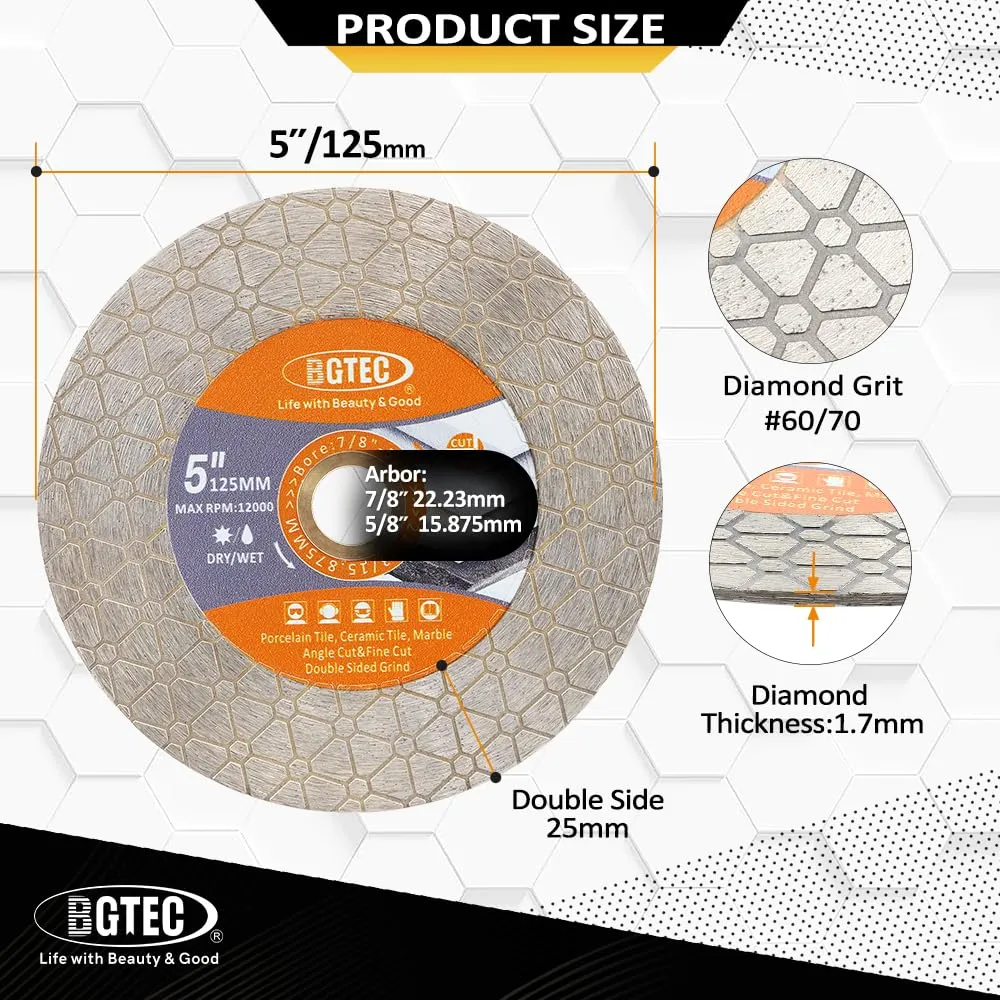 BGTEC disco diamantato 125 mm triangolare per gres ceramica