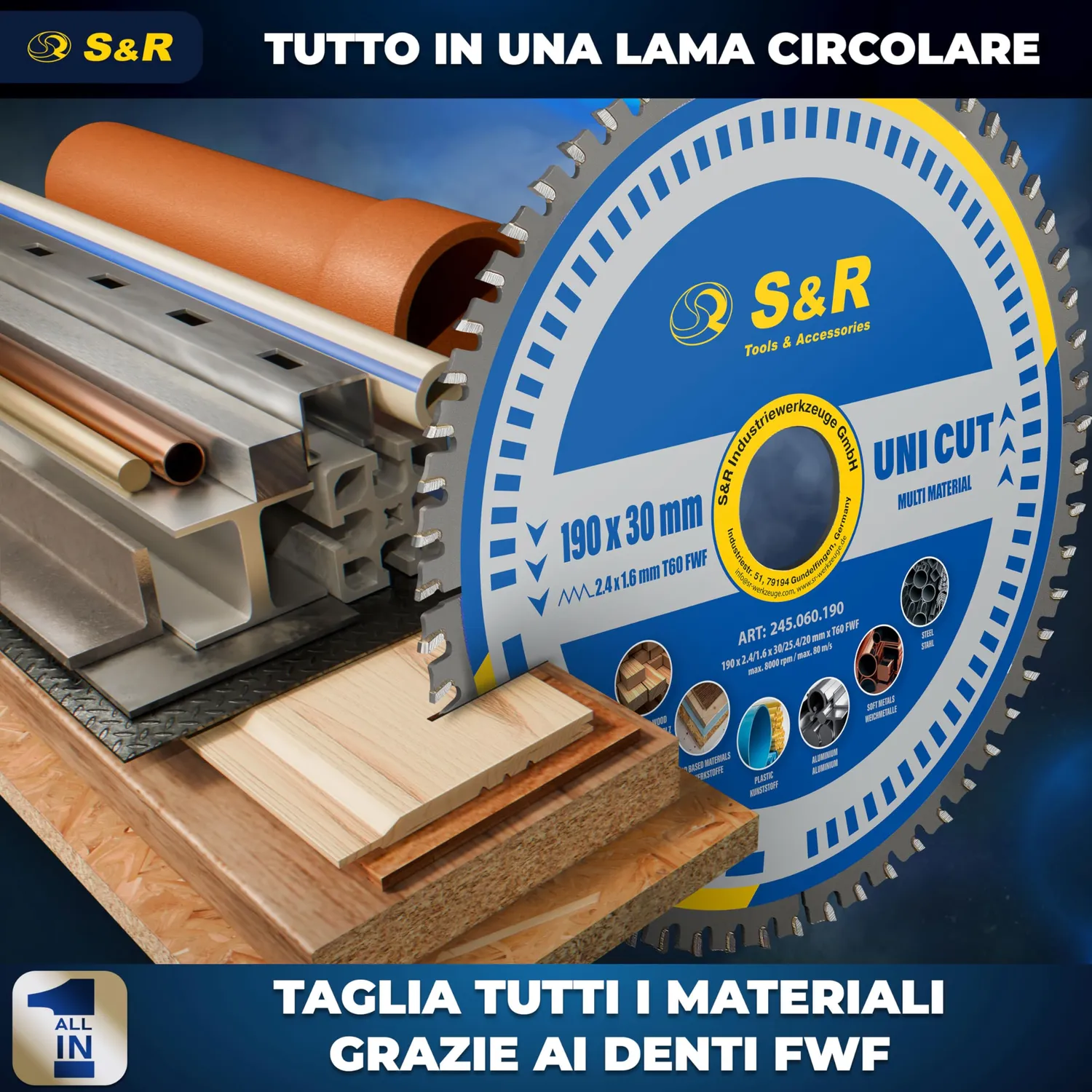 S&R Lama Circolare 190x30 60 Denti Multimateriale
