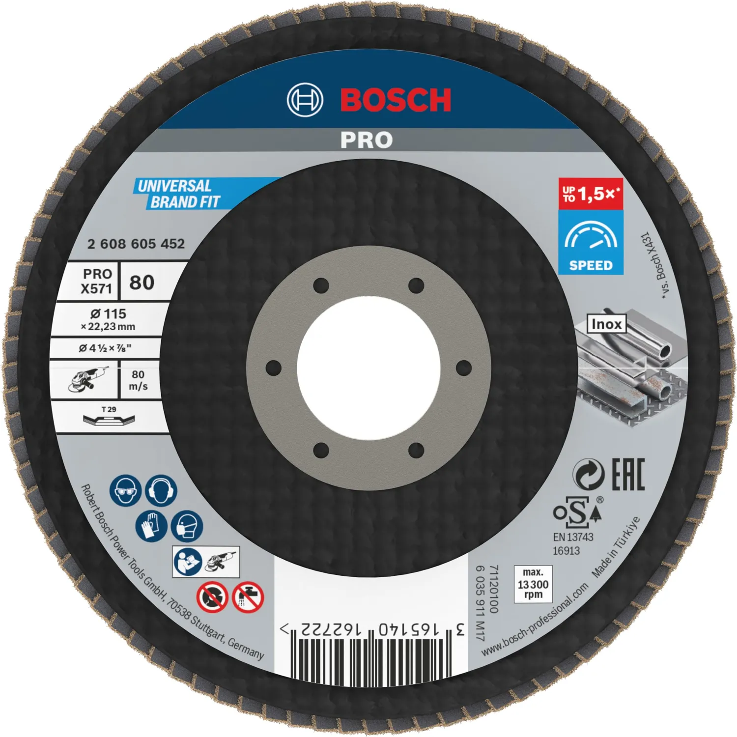 Bosch Expert PRO X571 disco lamellare 115 mm grana 40 metallo