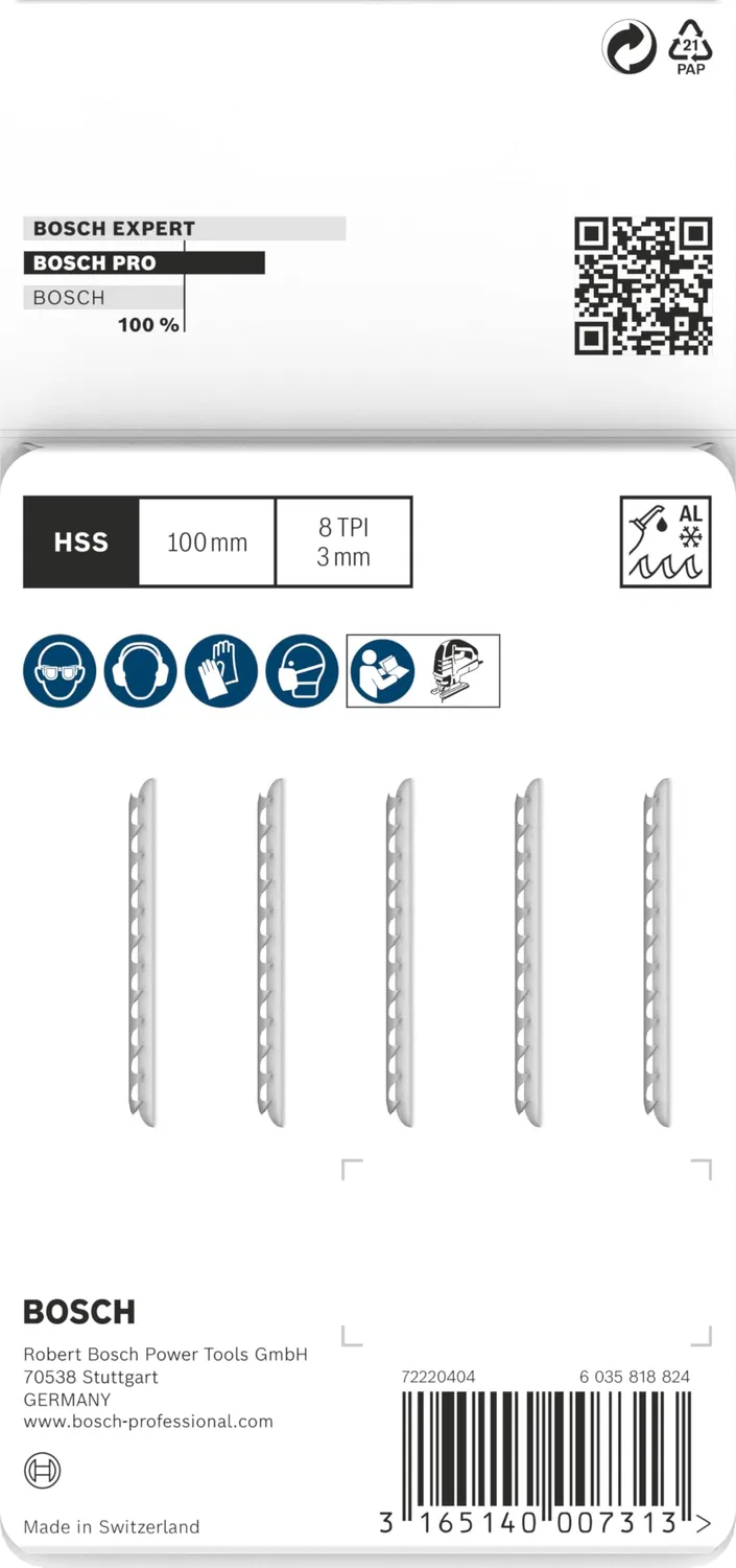 Bosch PRO T127D lame seghetto alternativo 5 pz alluminio