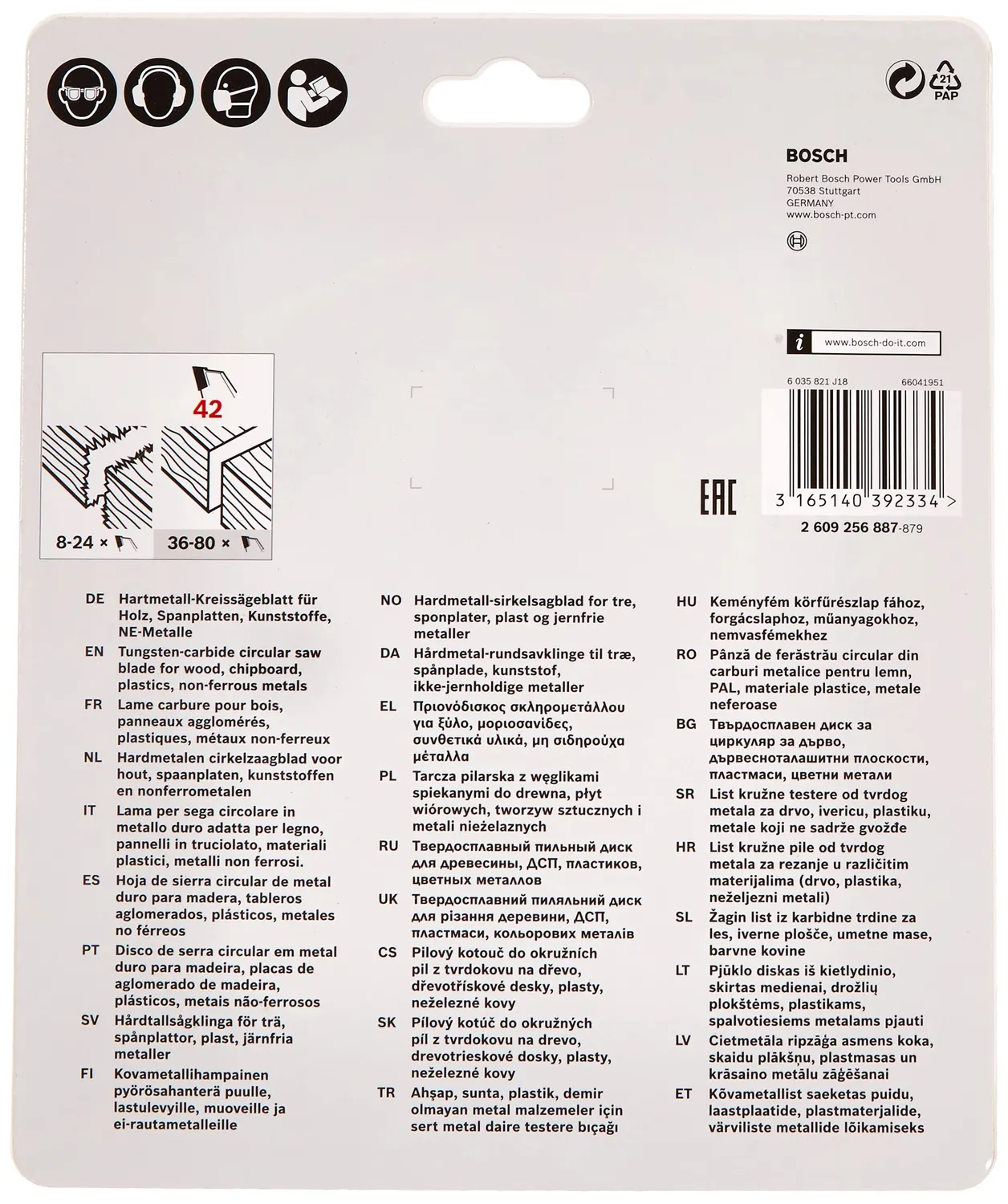 Bosch Special Lama circolare 160 mm 42 denti per legno
